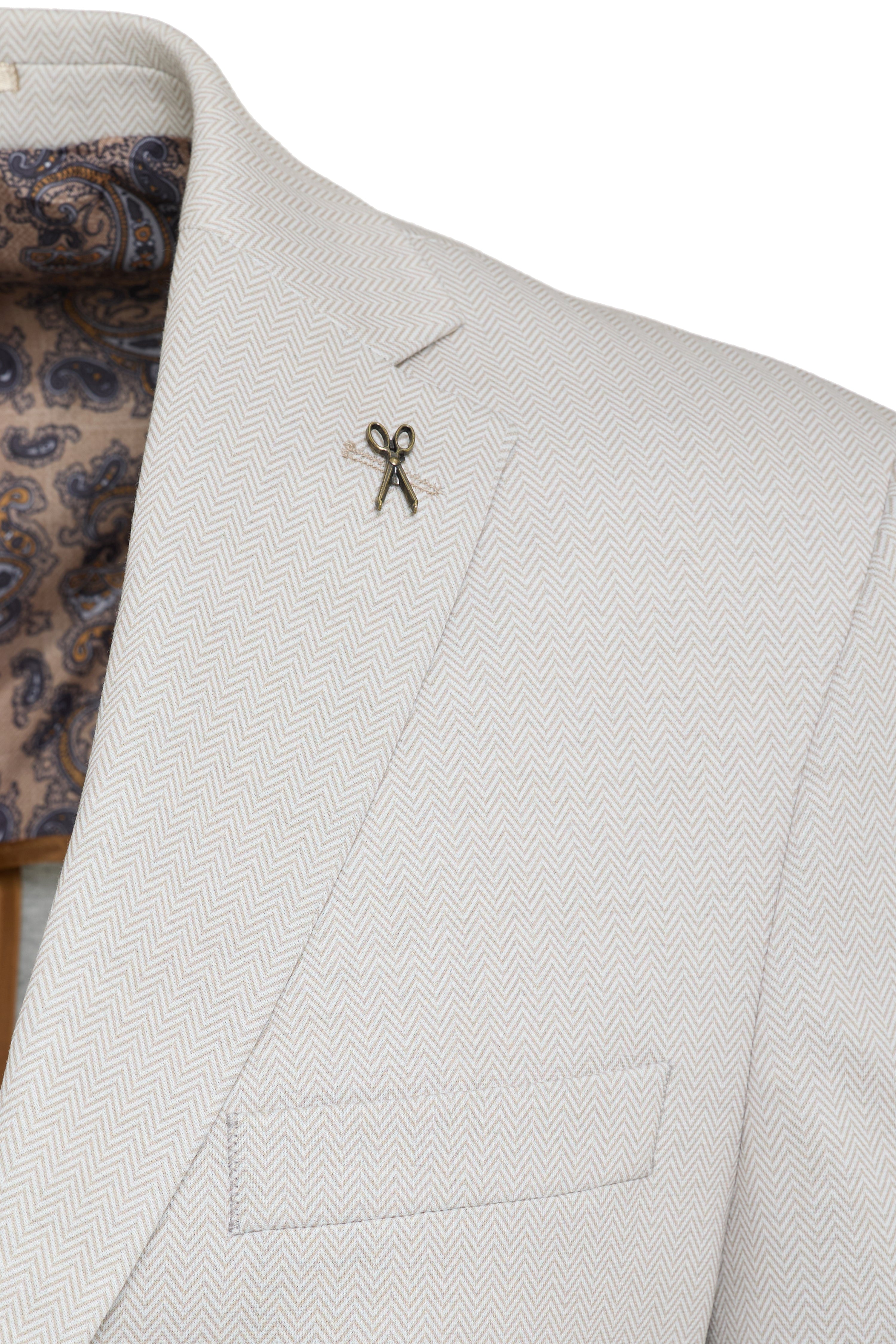 Beige Herringbone Jacket