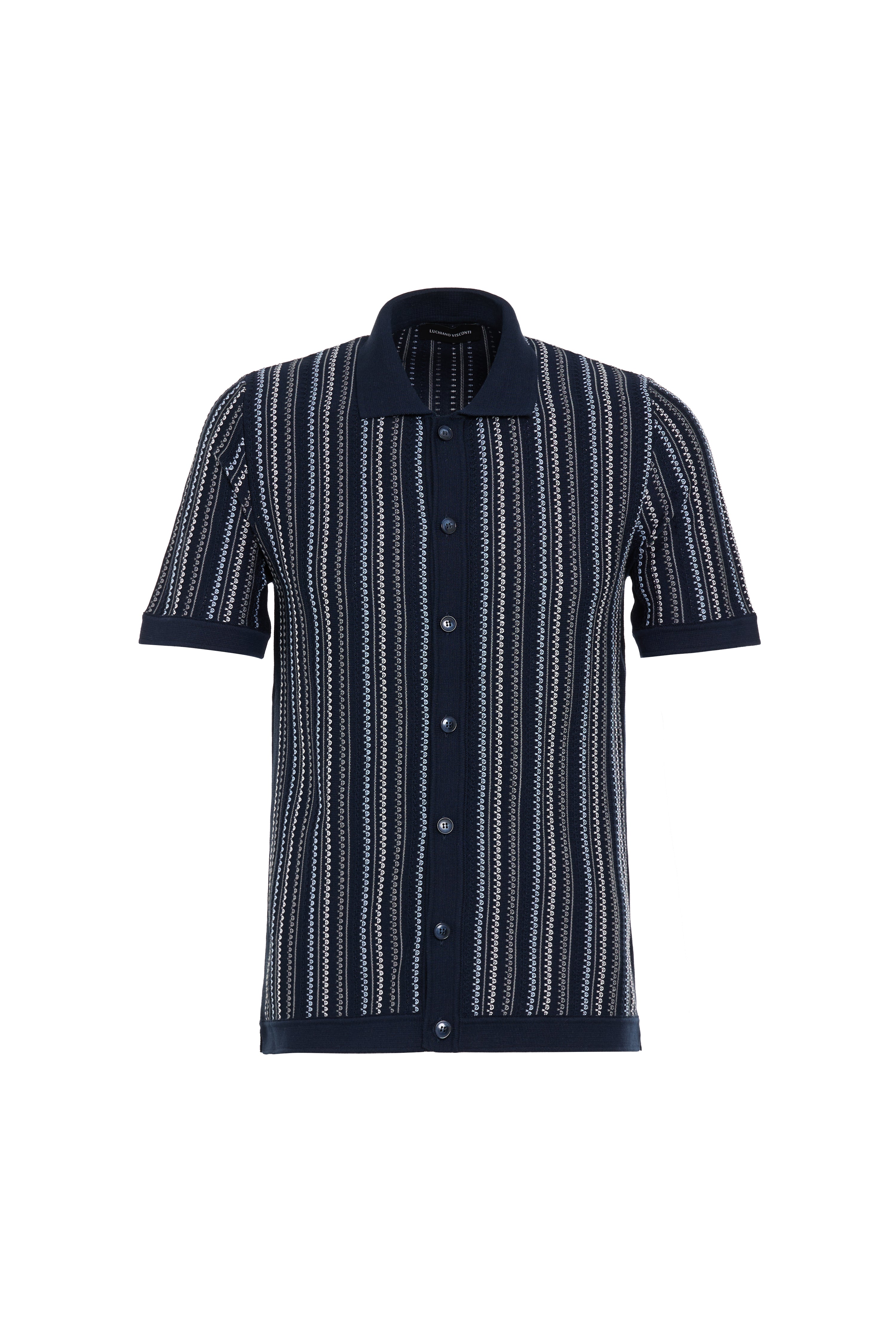 Navy Giuseppe Knit Full Button Shirt