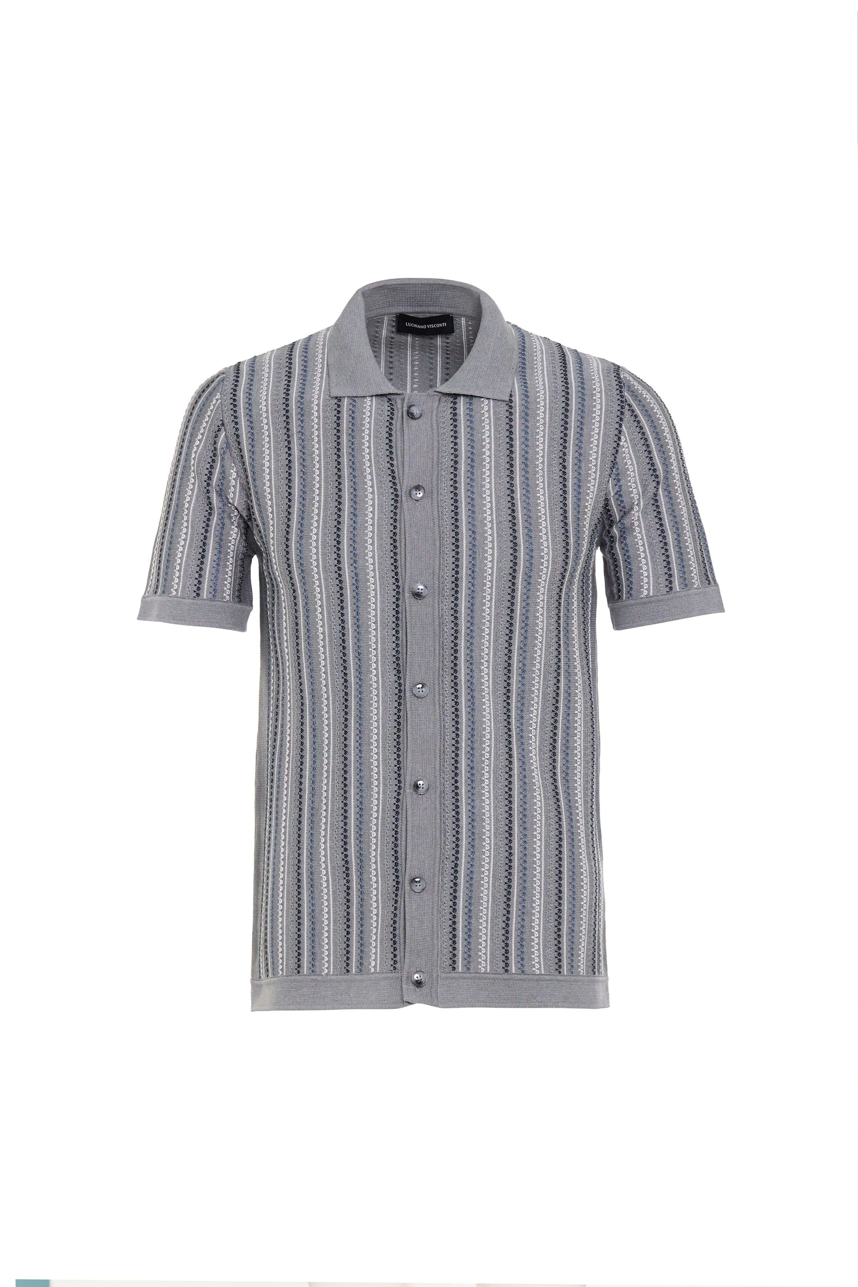 Grey Giuseppe Knit Full Button Shirt