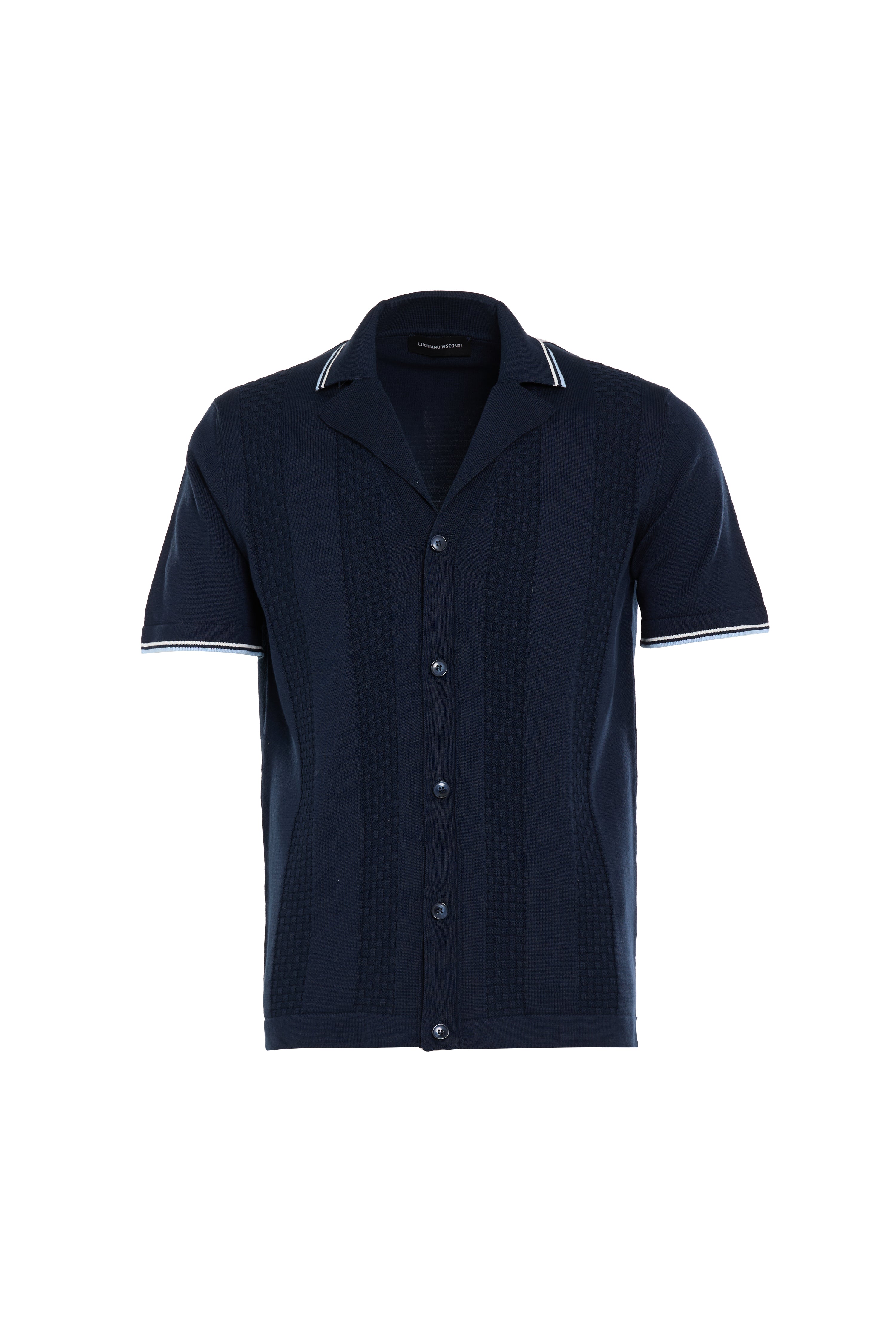 Navy Liguria Full Button Knit