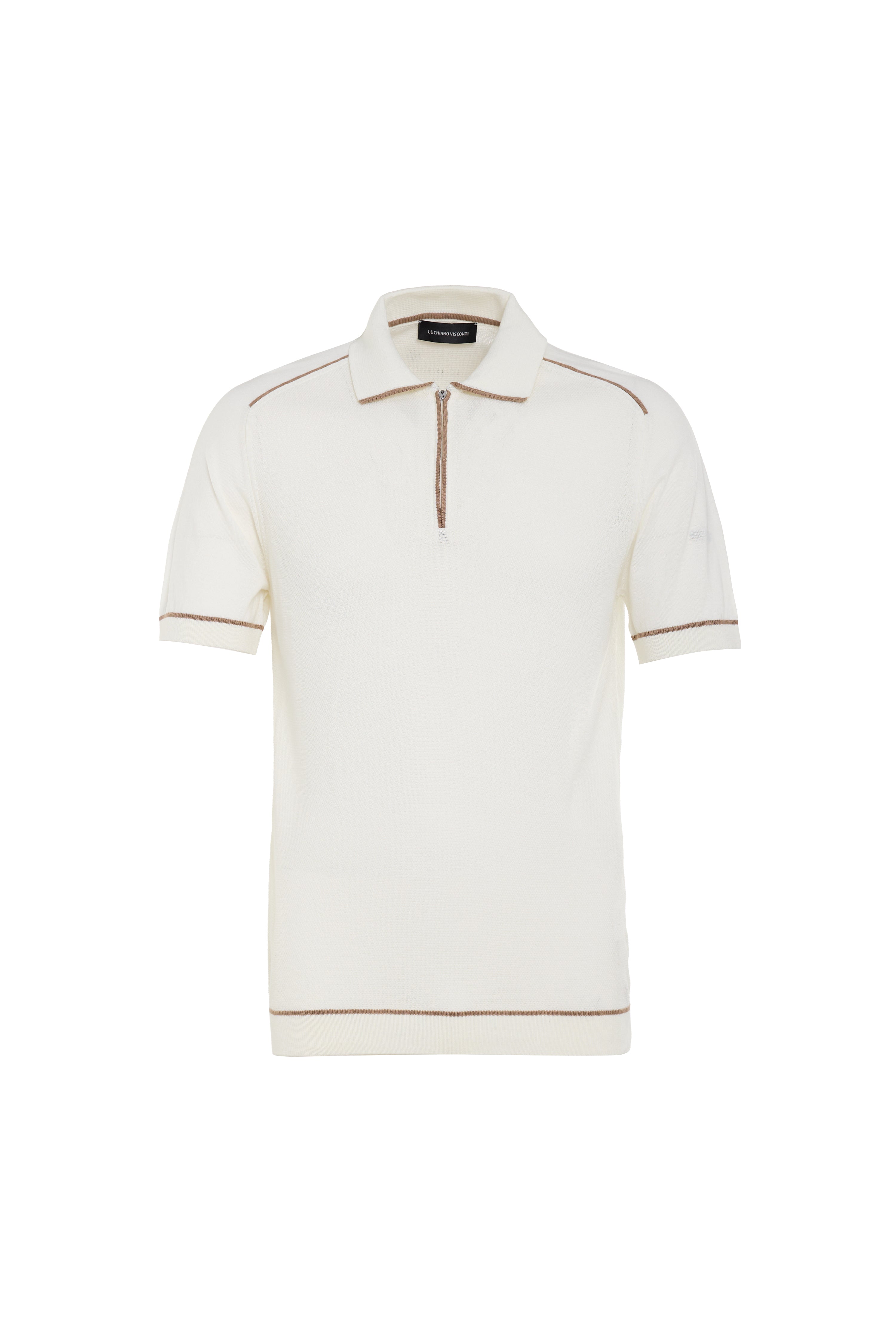 Ekru Prato Knit Quarter Zip Polo