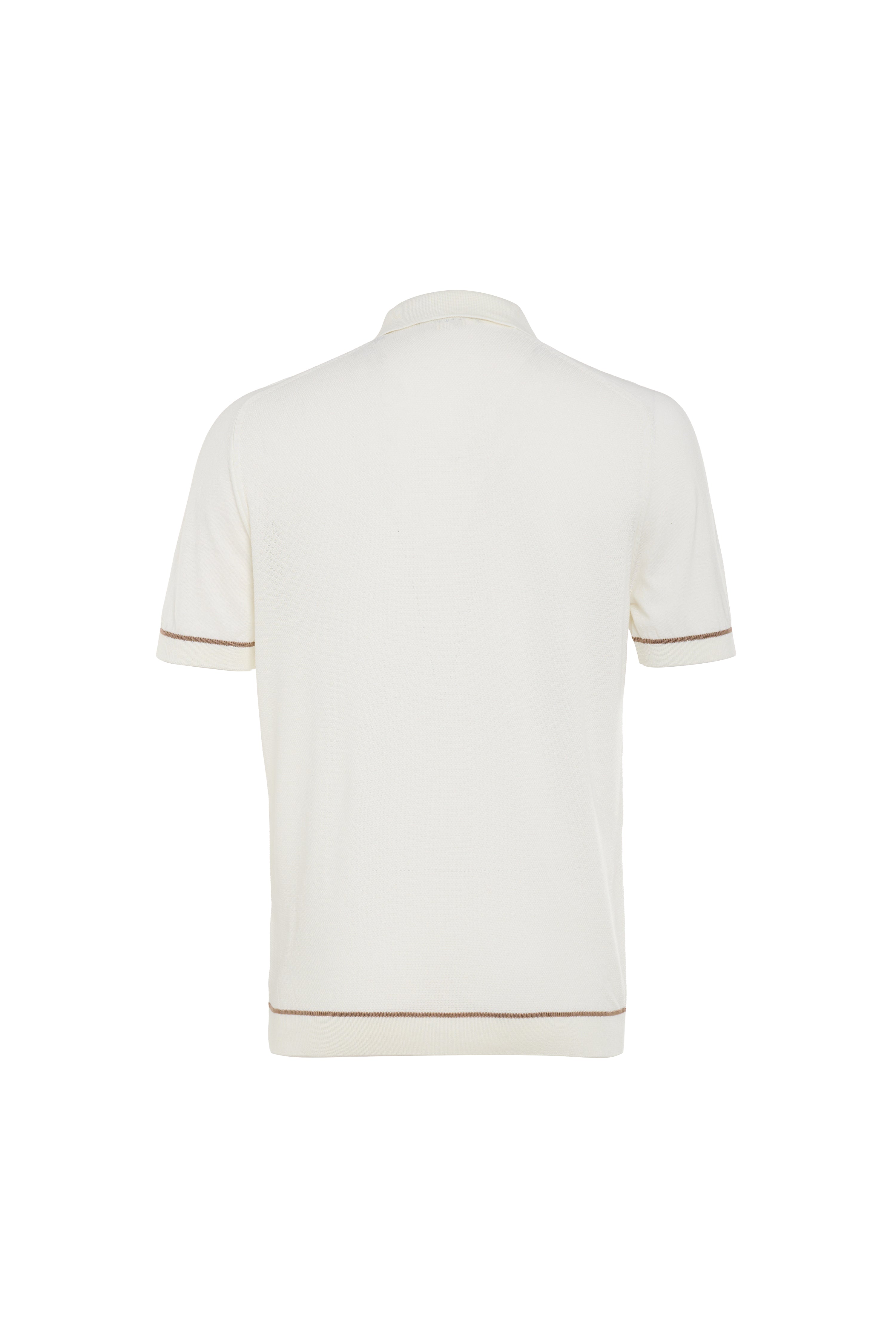 Ekru Prato Knit Quarter Zip Polo