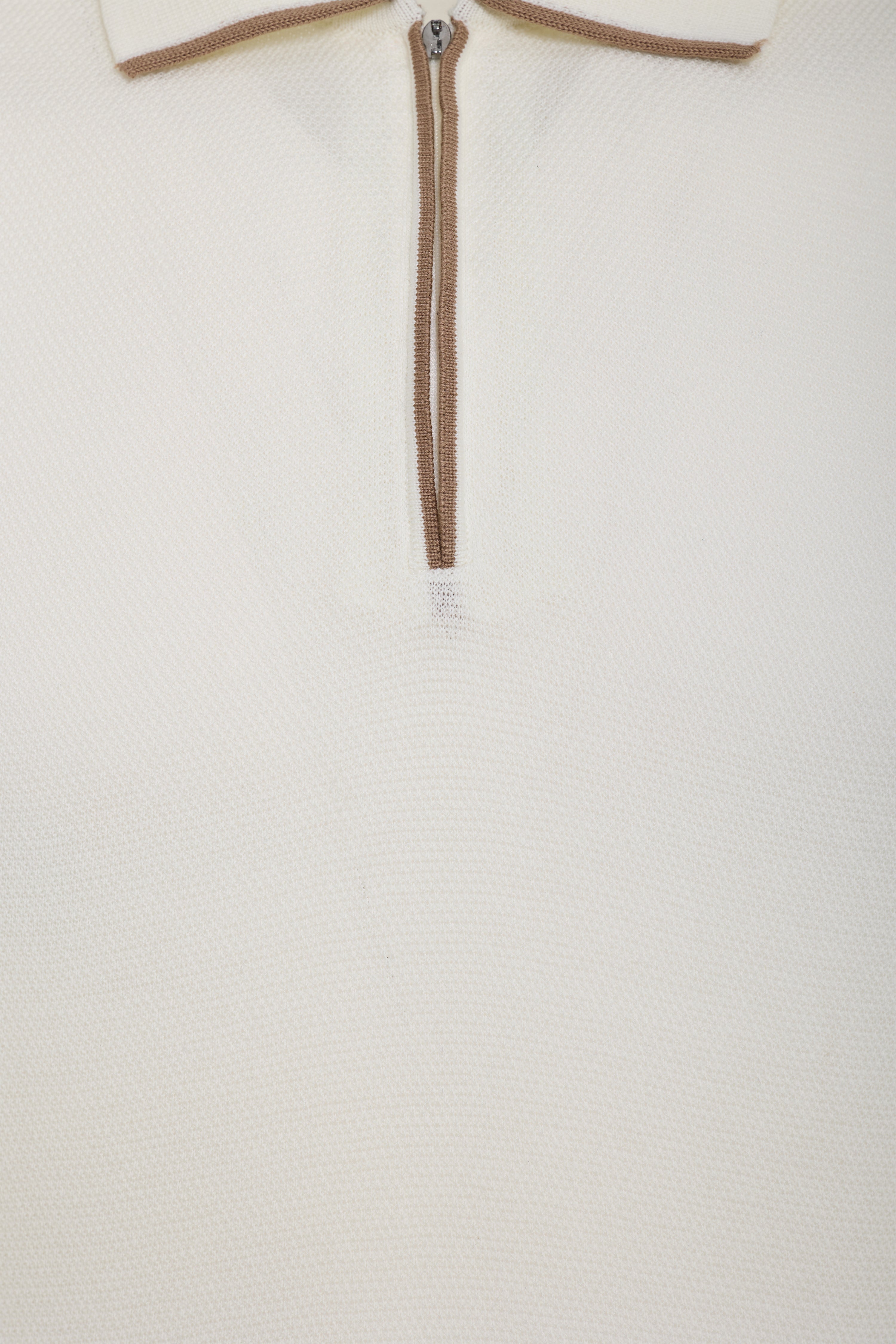 Ekru Prato Knit Quarter Zip Polo