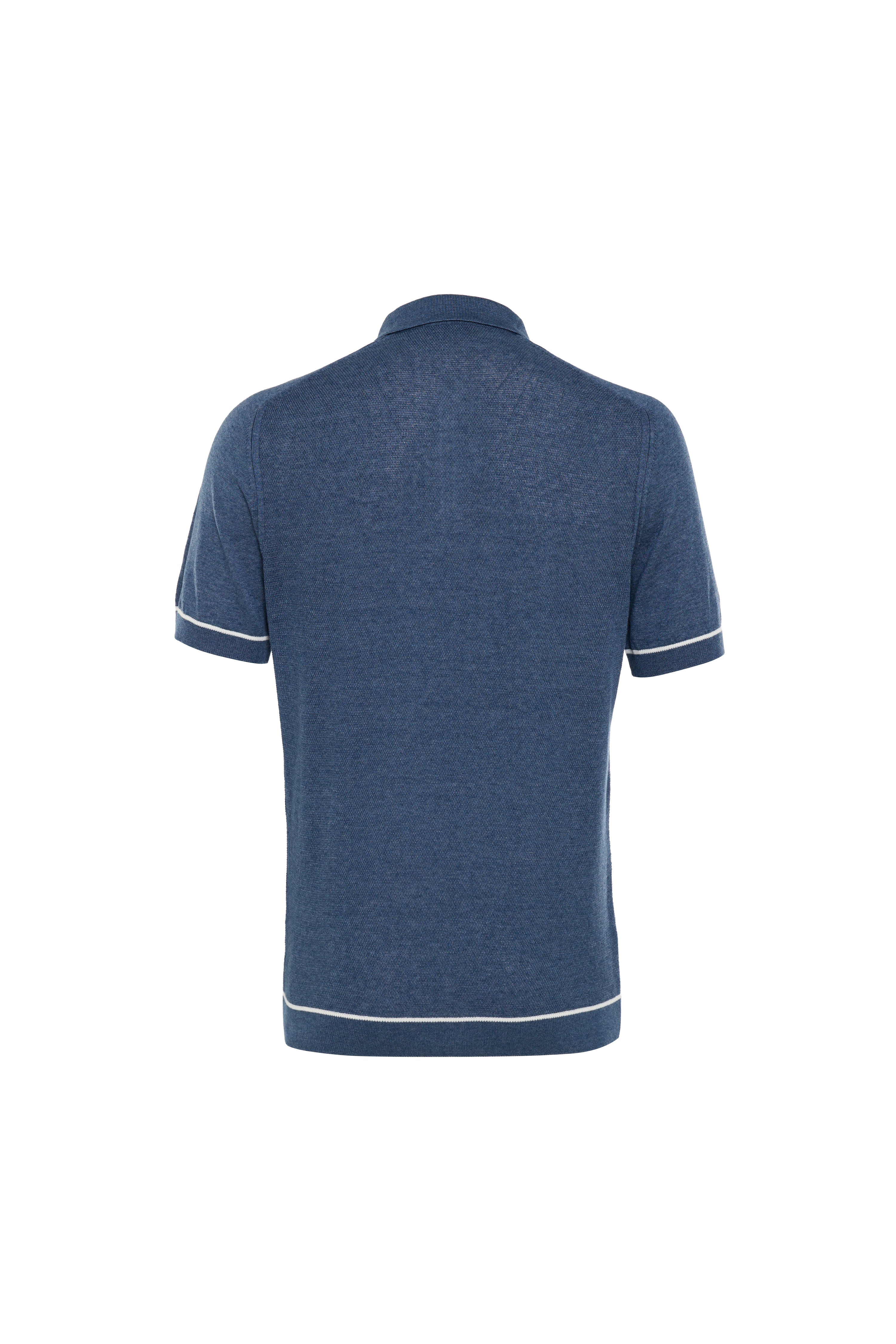Indigo Prato Knit Quarter Zip Polo
