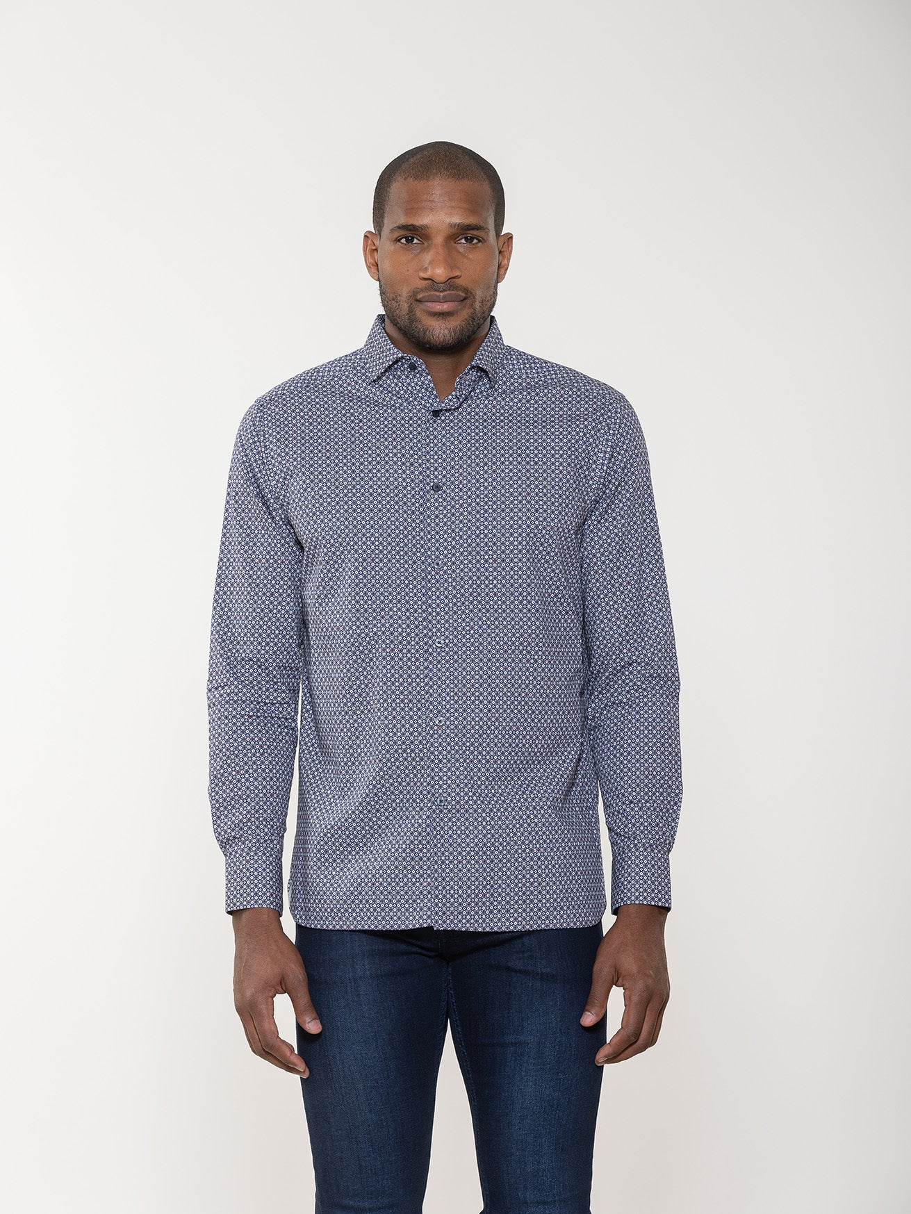 Geometric Tile Print Long Sleeve Shirt