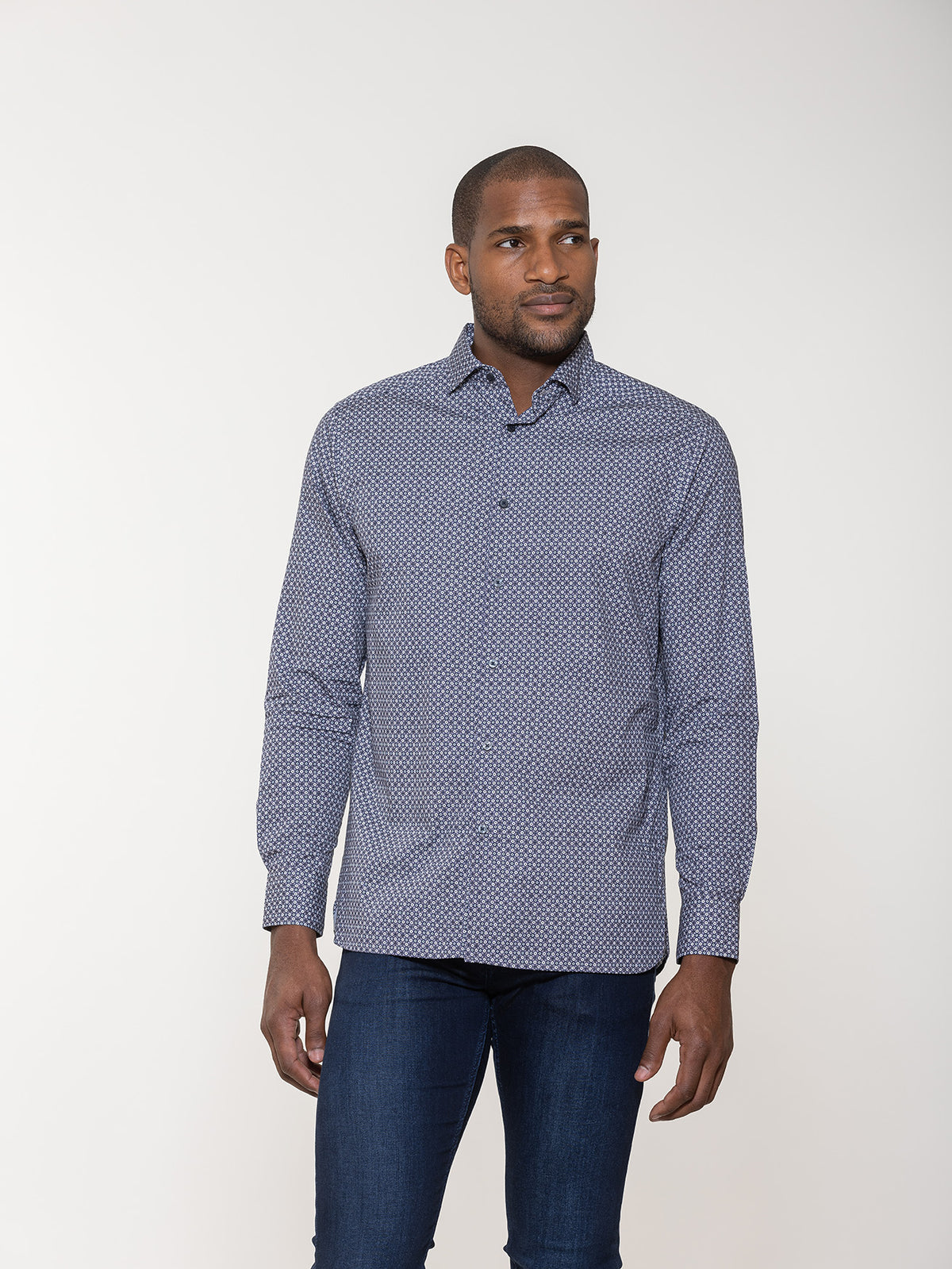Geometric Tile Print Long Sleeve Shirt