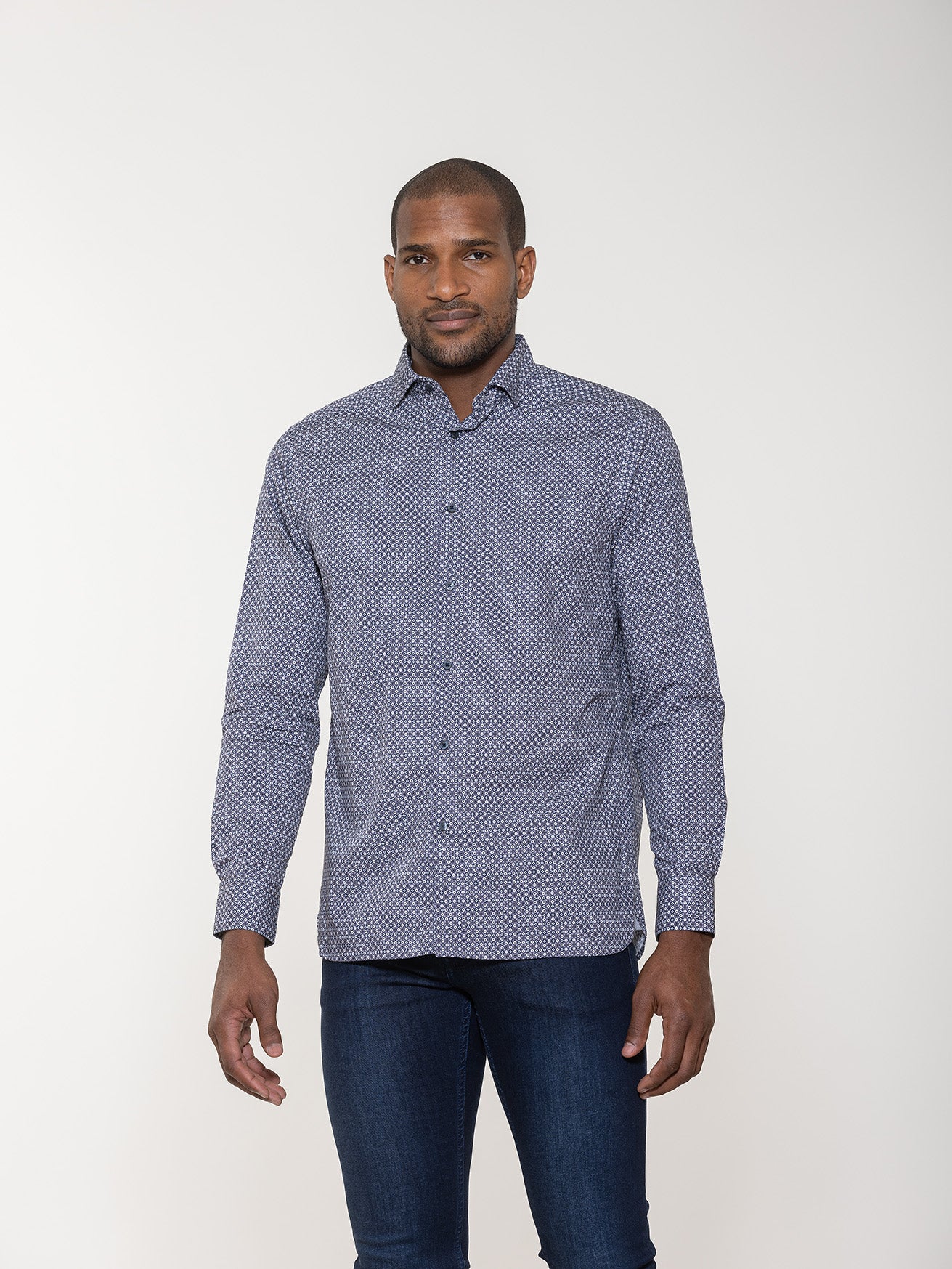 Geometric Tile Print Long Sleeve Shirt