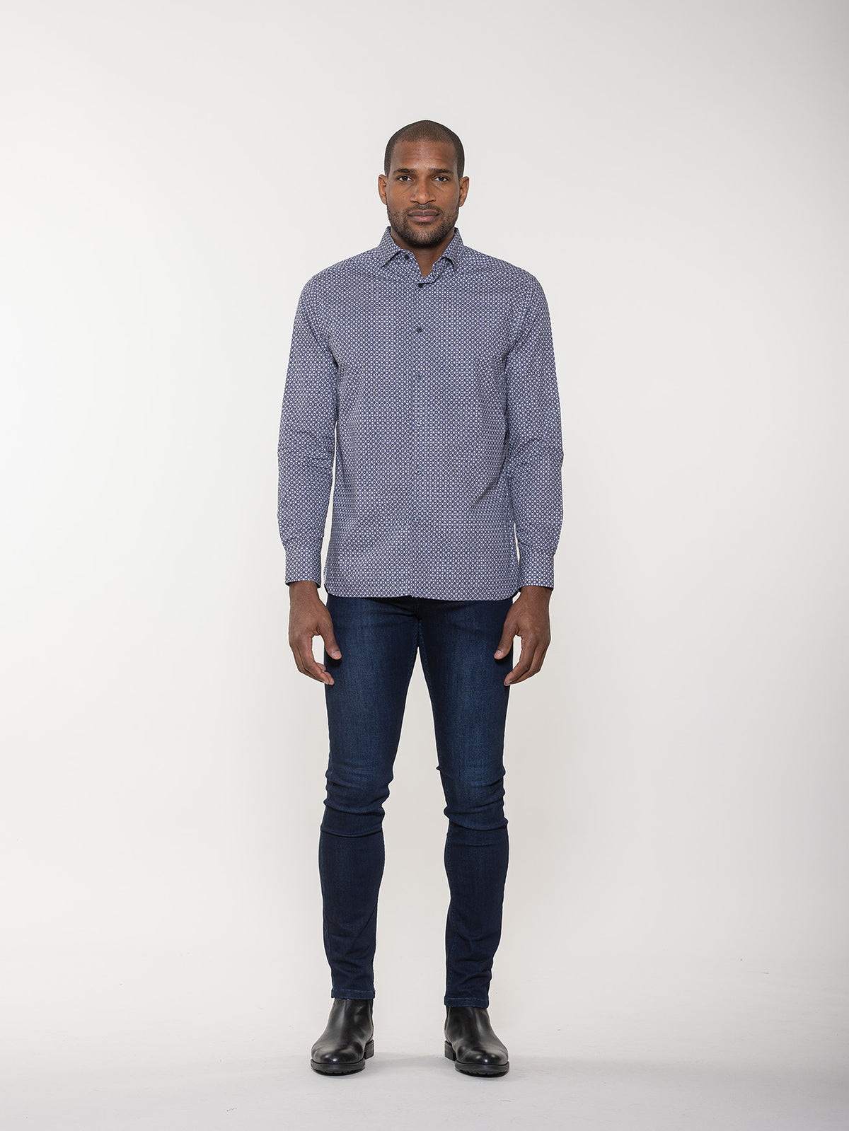 Geometric Tile Print Long Sleeve Shirt