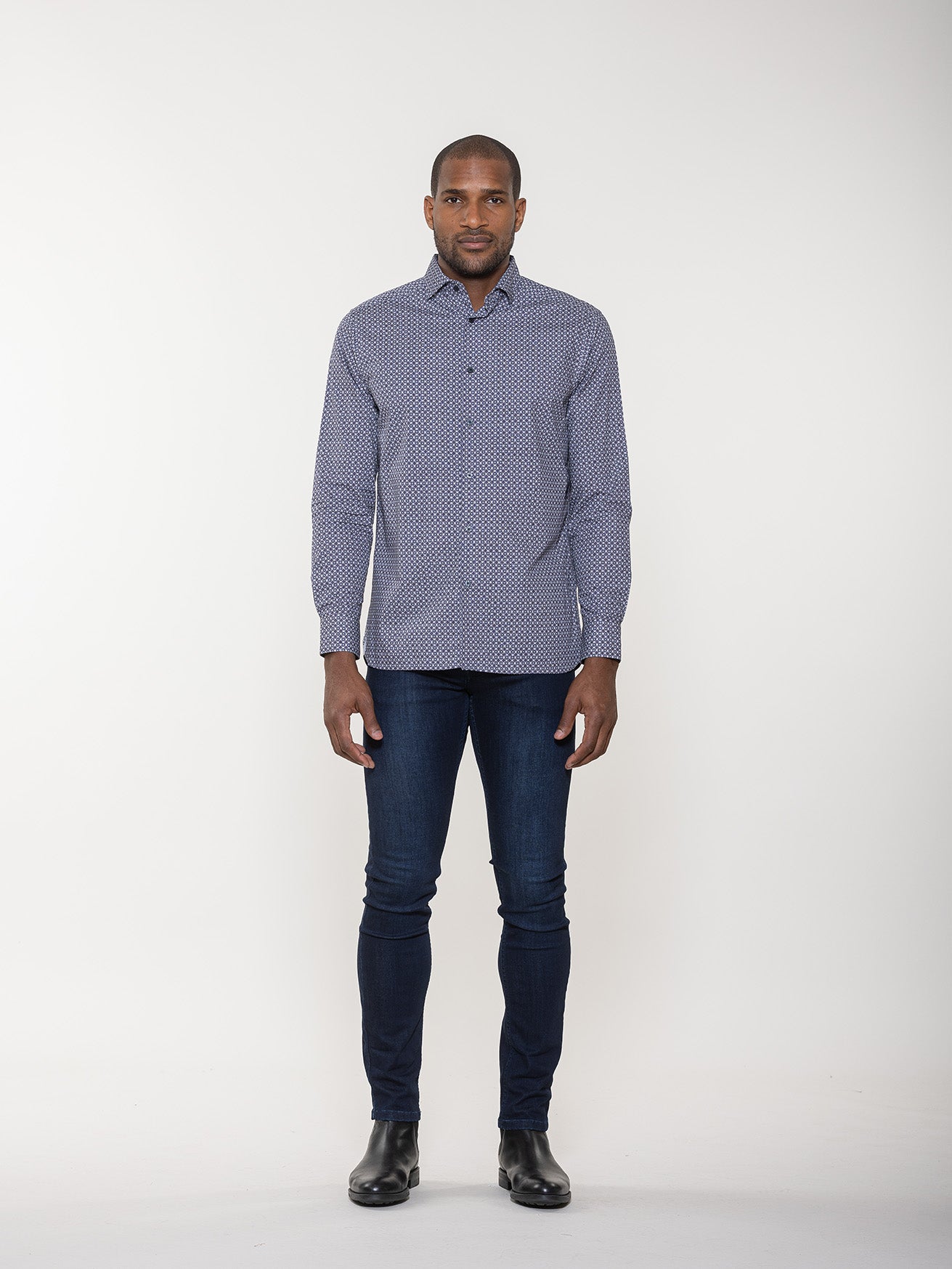 Geometric Tile Print Long Sleeve Shirt