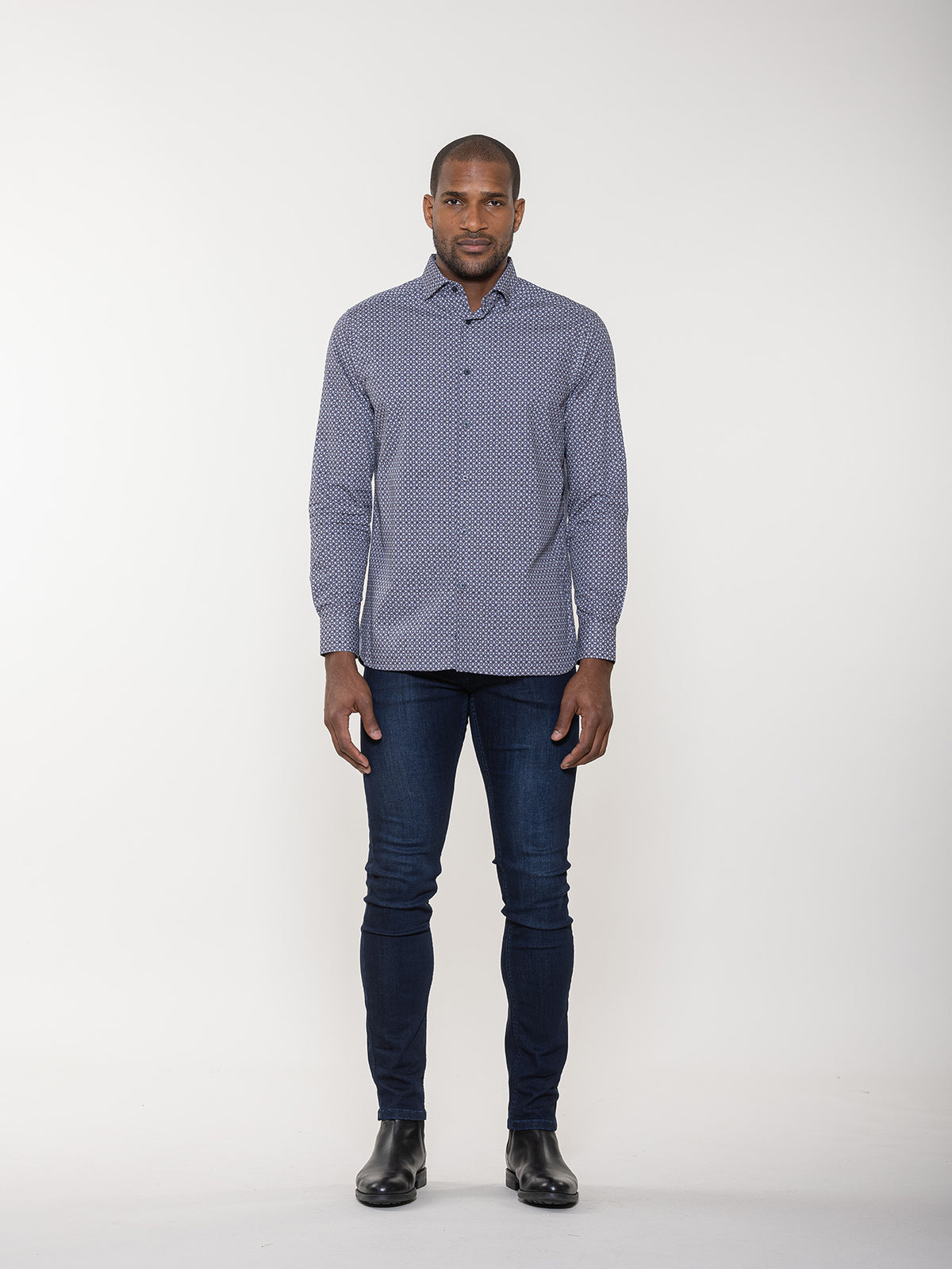Geometric Tile Print Long Sleeve Shirt