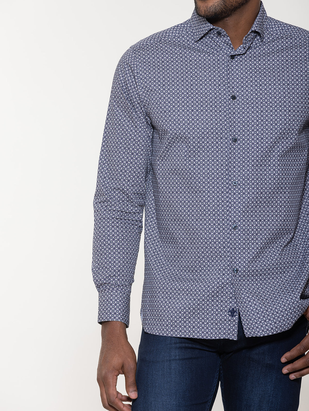 Geometric Tile Print Long Sleeve Shirt