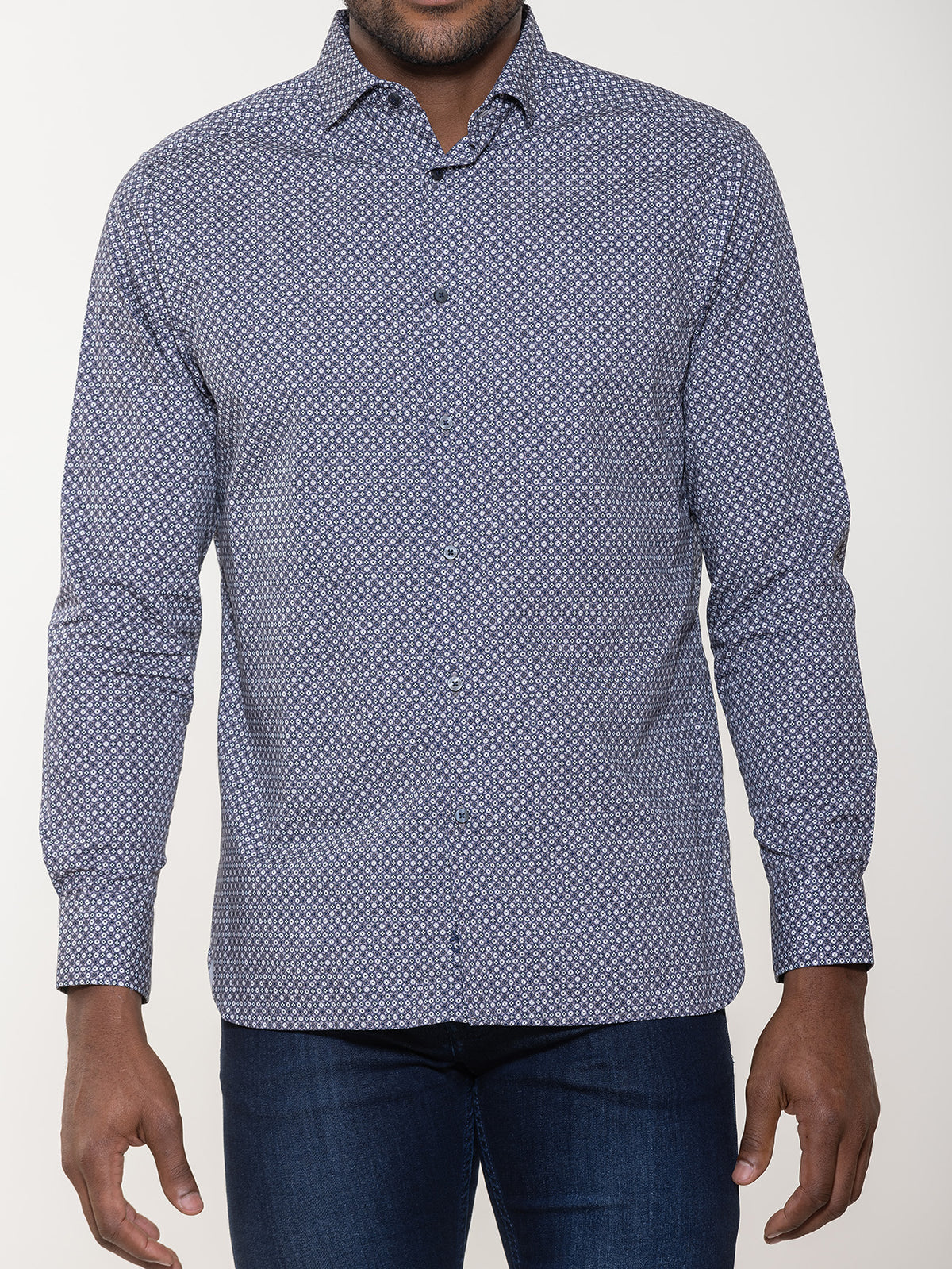 Geometric Tile Print Long Sleeve Shirt