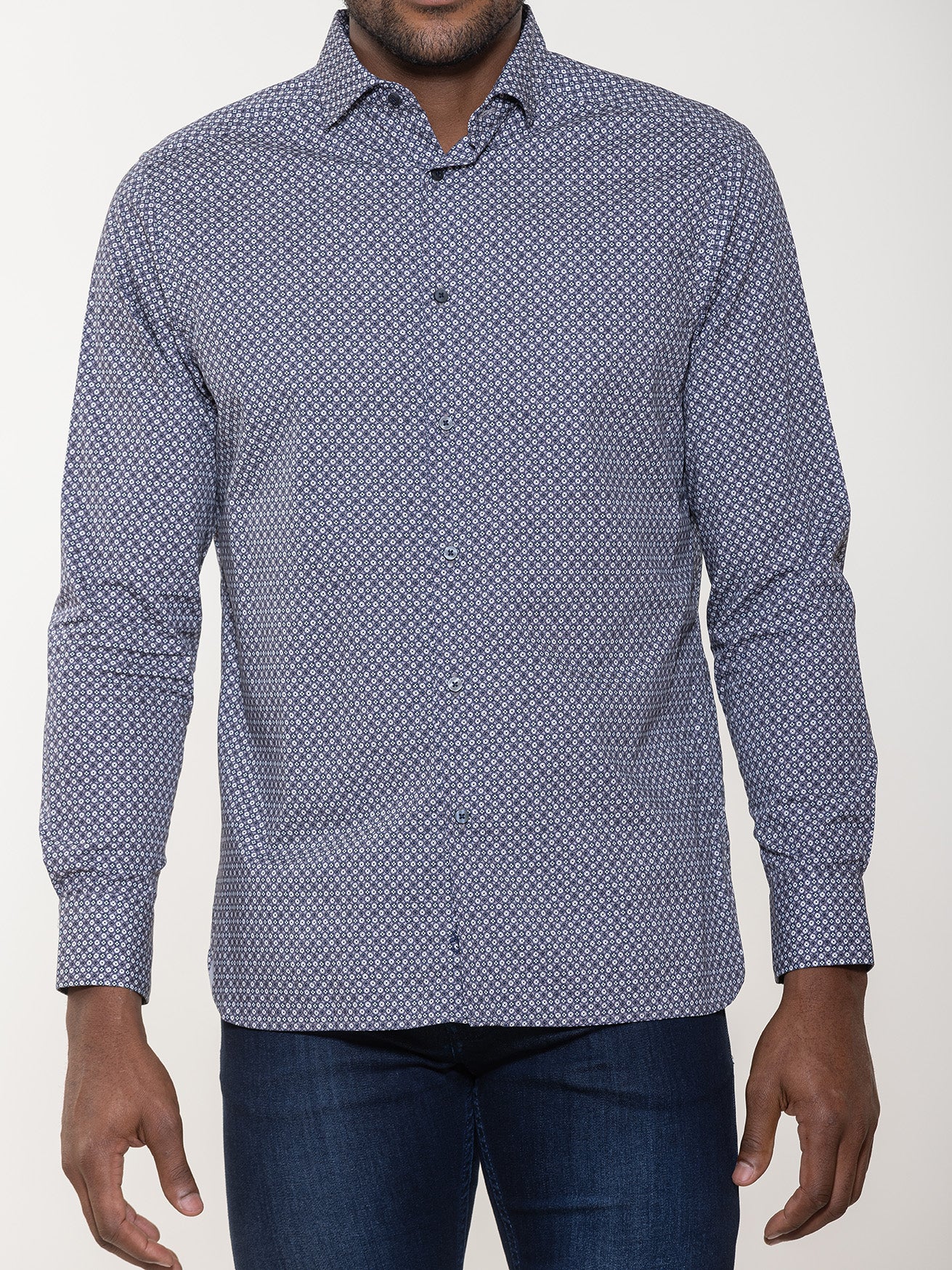 Geometric Tile Print Long Sleeve Shirt