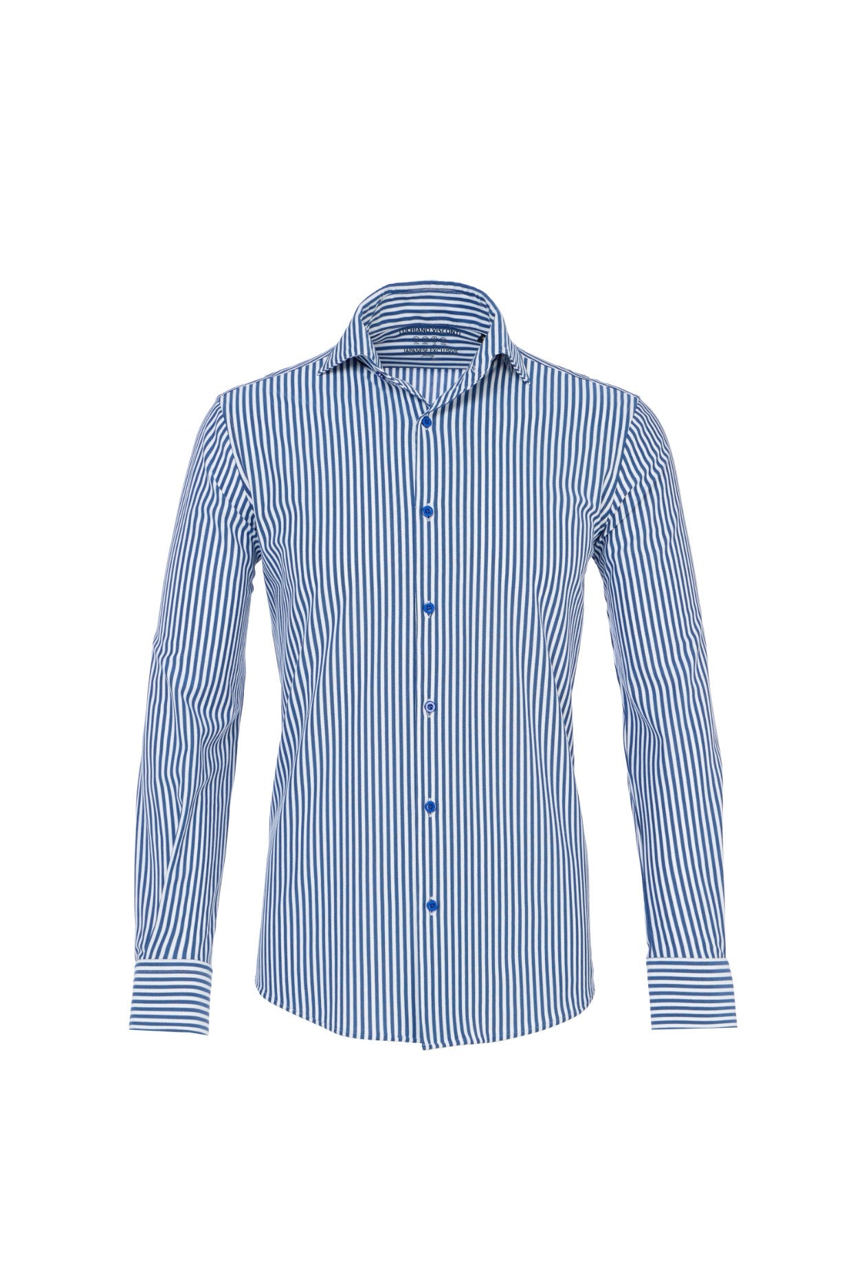 Navy Stripe One-Piece Collar Performance Stretch Shirt