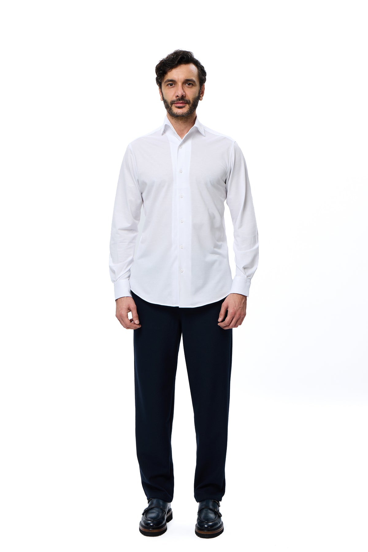 White One-Piece Collar Performance Stretch Shirt
