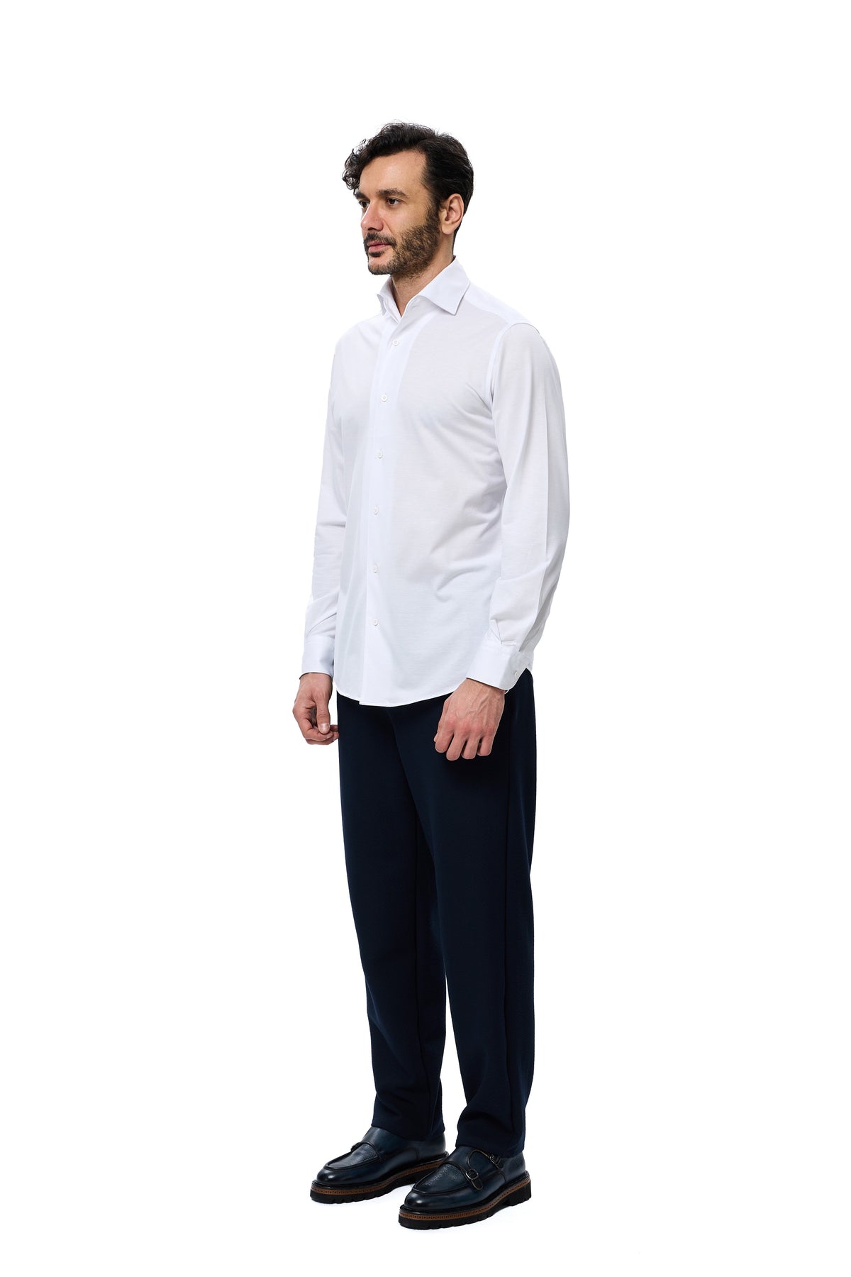 White One-Piece Collar Performance Stretch Shirt