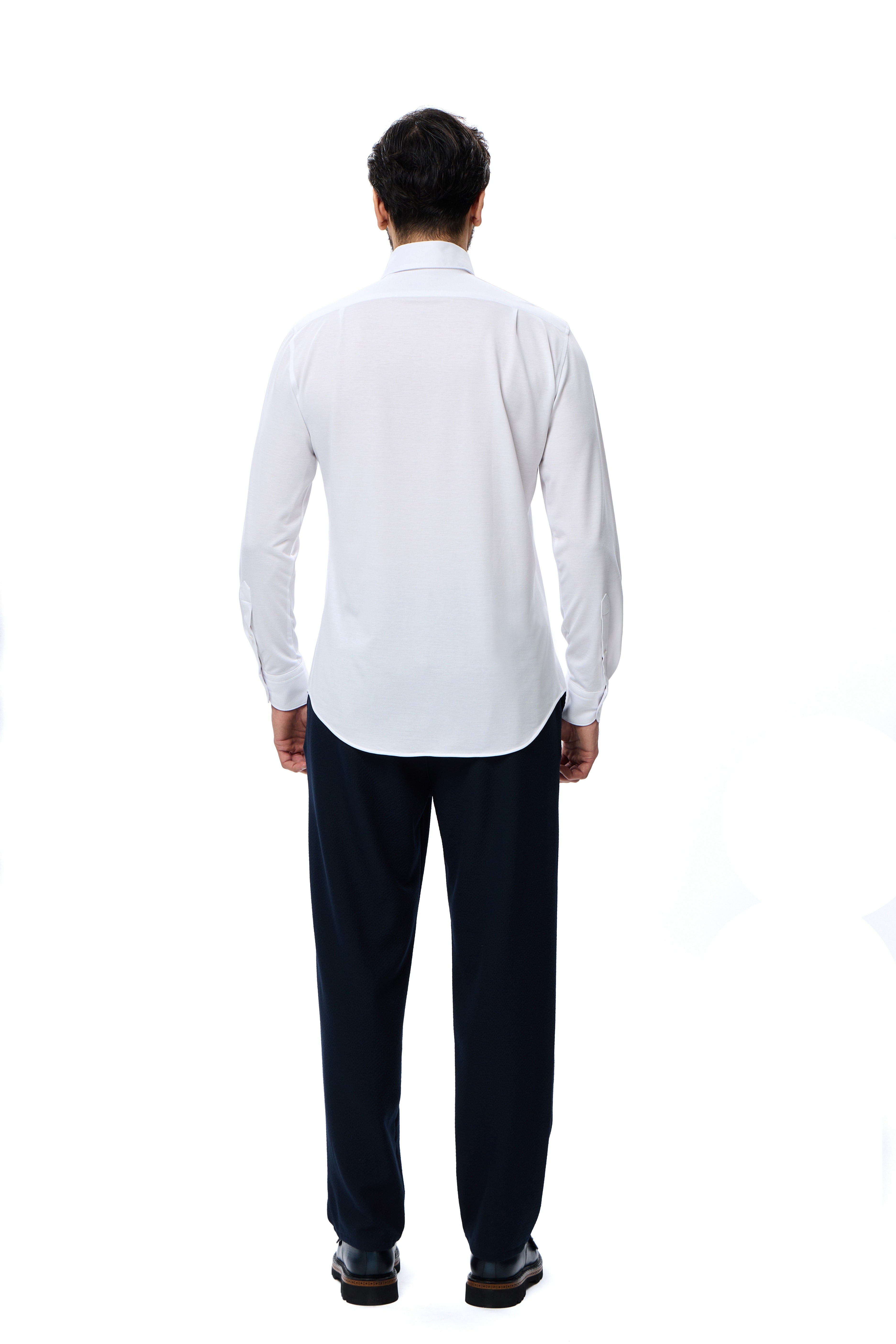 White One-Piece Collar Performance Stretch Shirt