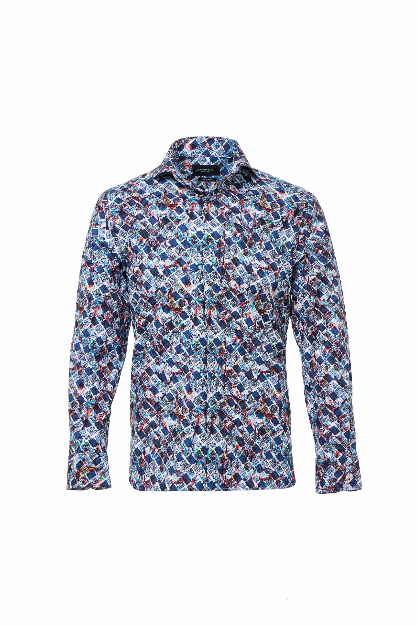 Turquoise Geo Print Reversible Performance Shirt