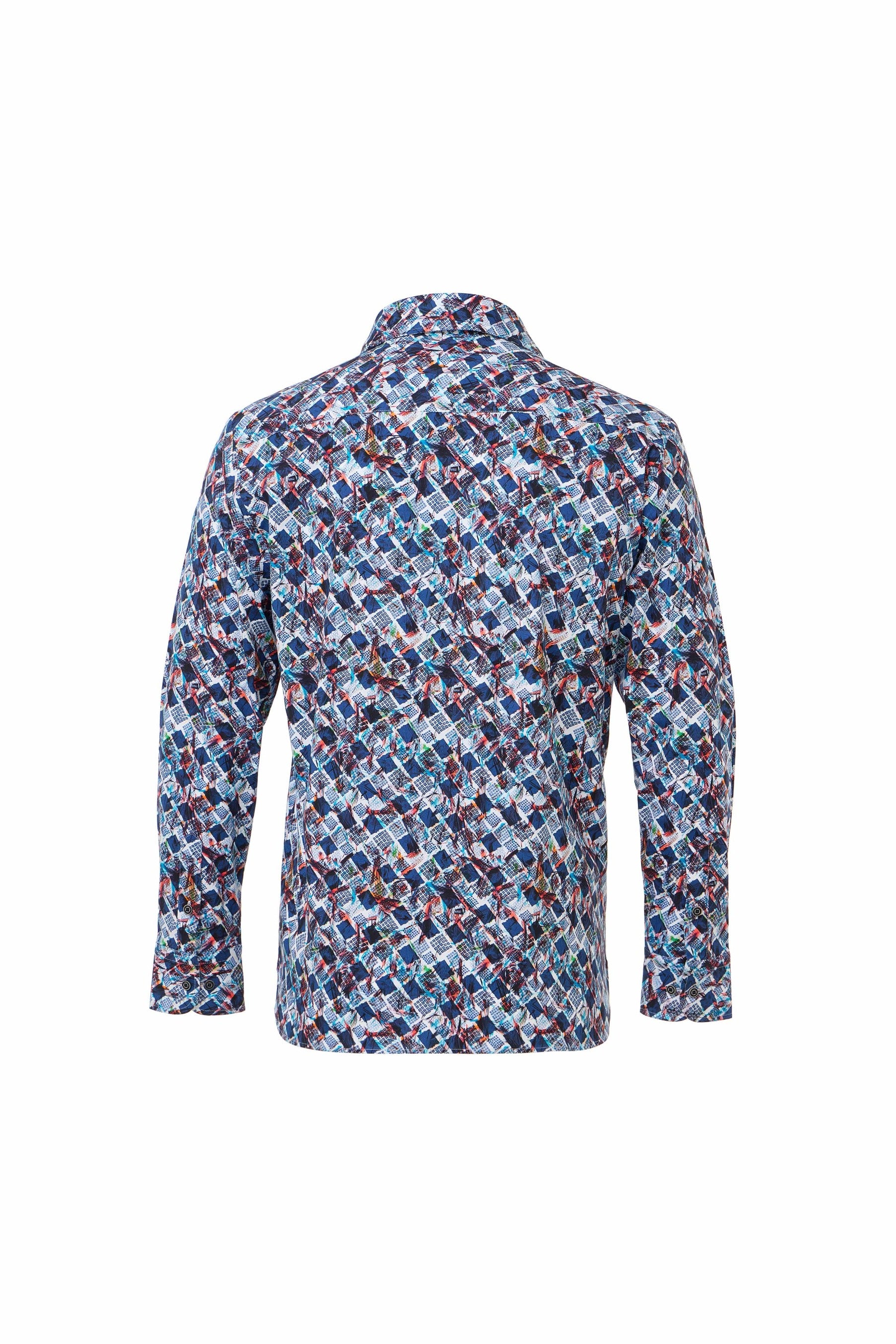 Turquoise Geo Print Reversible Performance Shirt