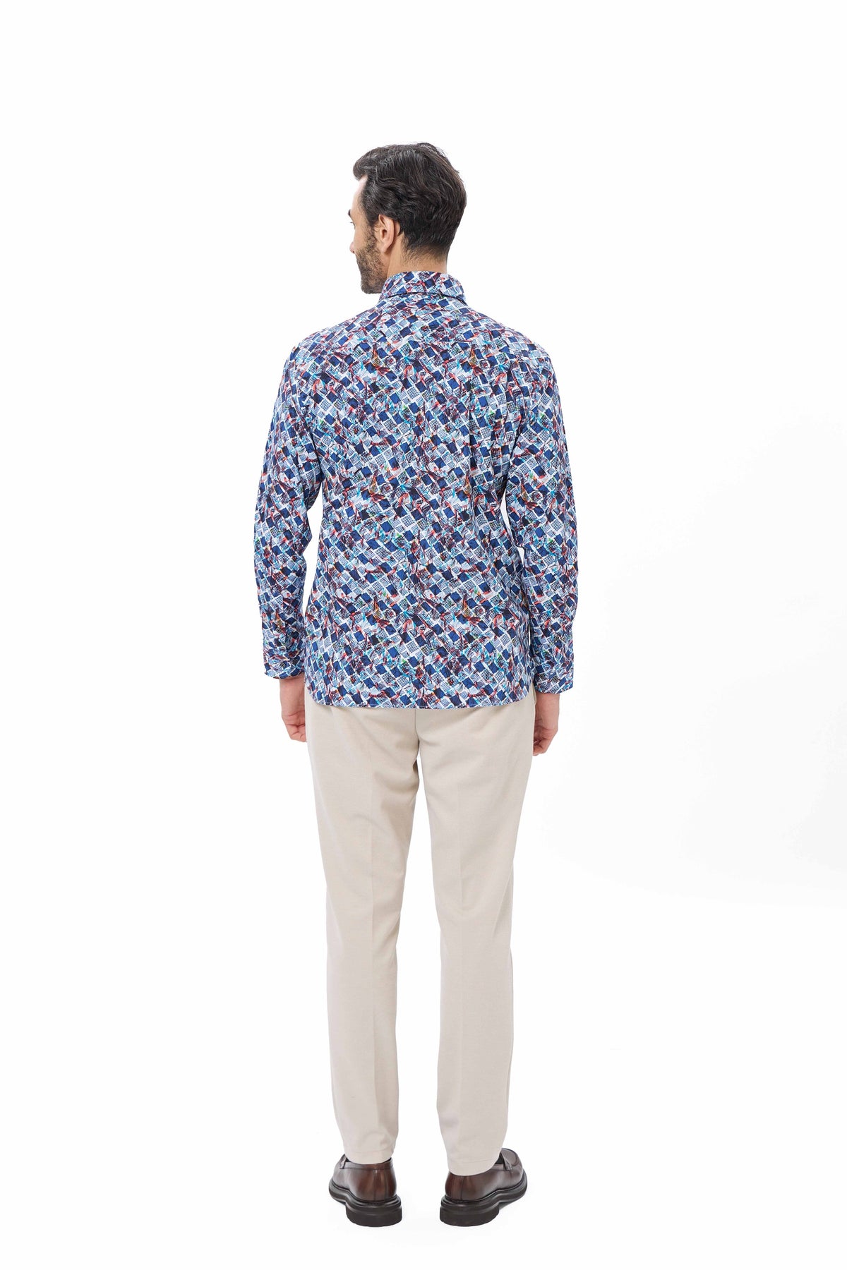 Turquoise Geo Print Reversible Performance Shirt