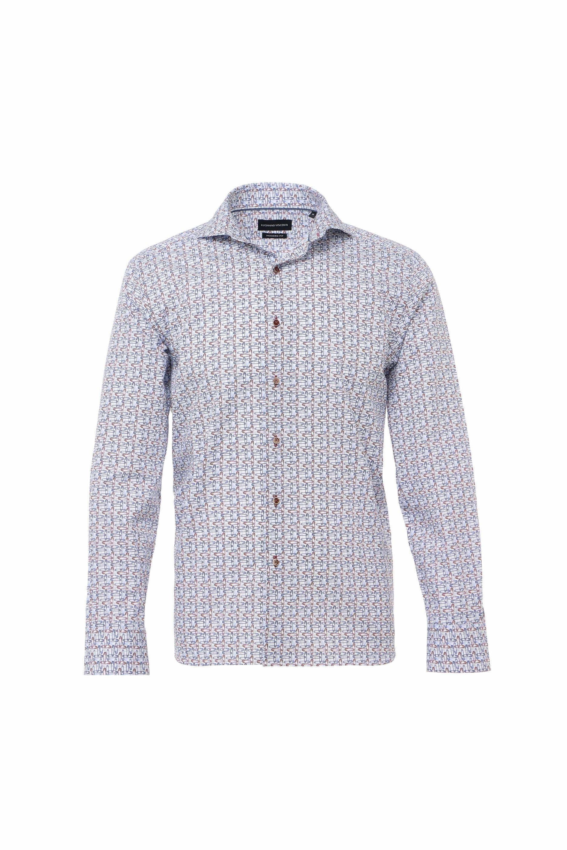 Navy & Brown Safety Pin Print Shirt