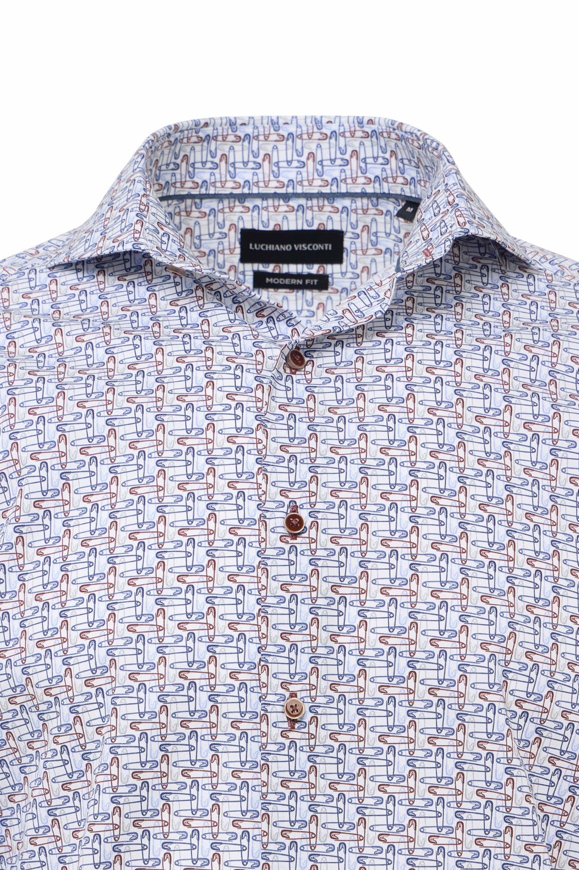 Navy & Brown Safety Pin Print Shirt