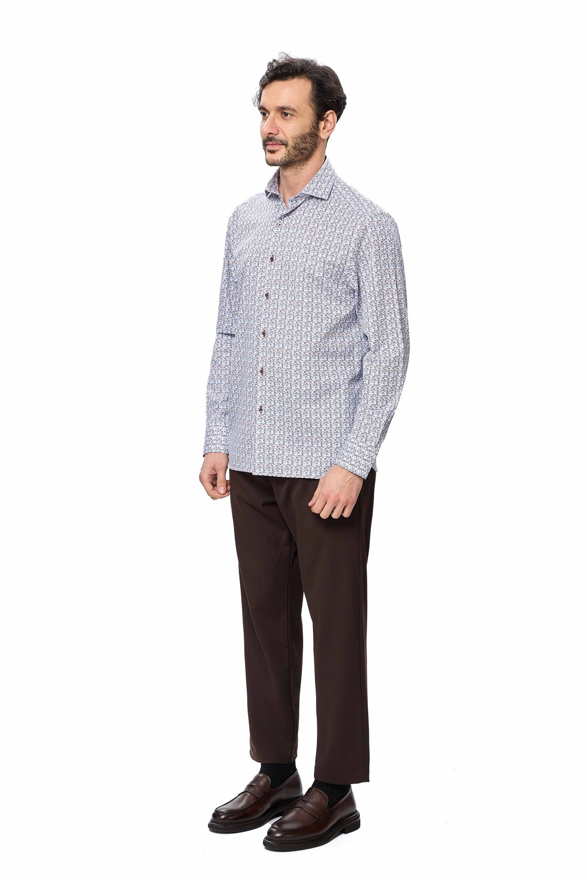 Navy & Brown Safety Pin Print Shirt
