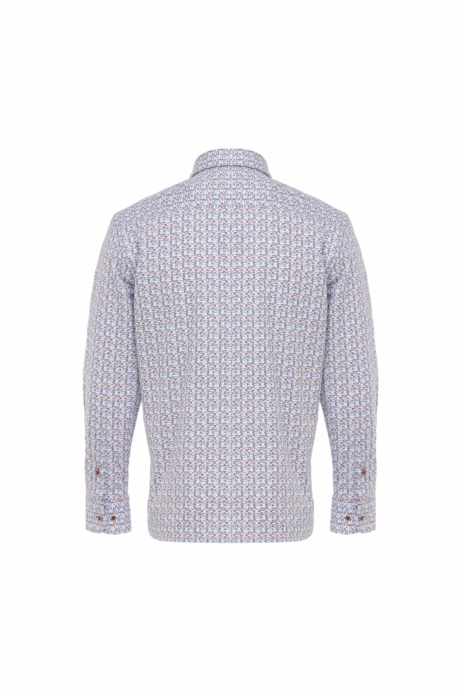 Navy & Brown Safety Pin Print Shirt