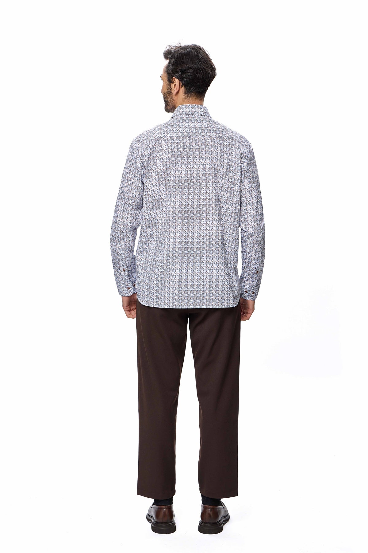 Navy & Brown Safety Pin Print Shirt