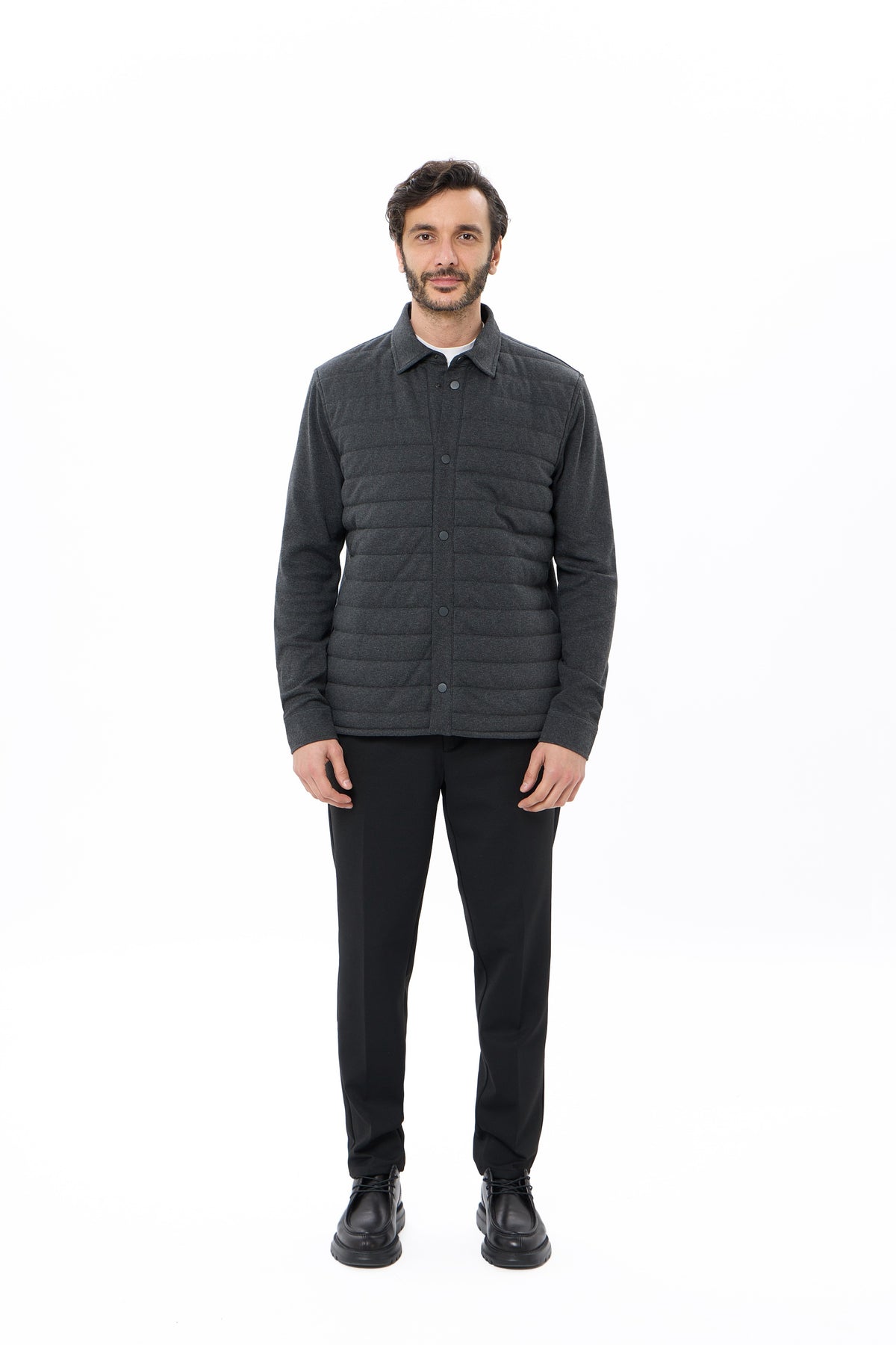 Charcoal Quilted Jersey Knit Jacket