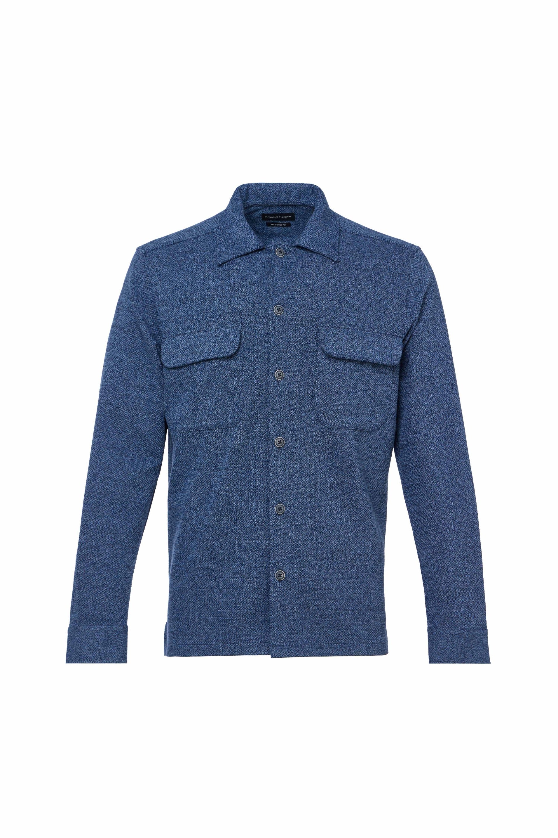 Indigo Dobby Double-Faced Knit Shirt Jacket