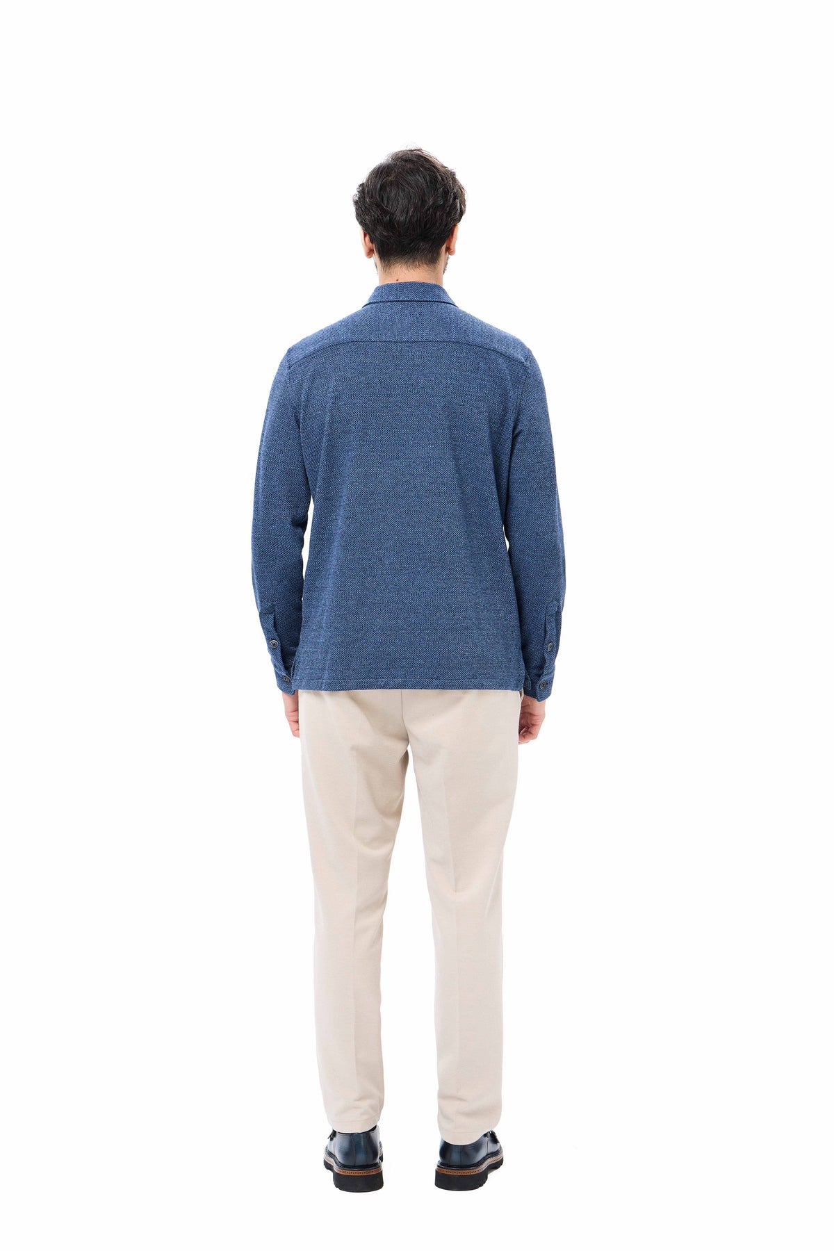 Indigo Dobby Double-Faced Knit Shirt Jacket