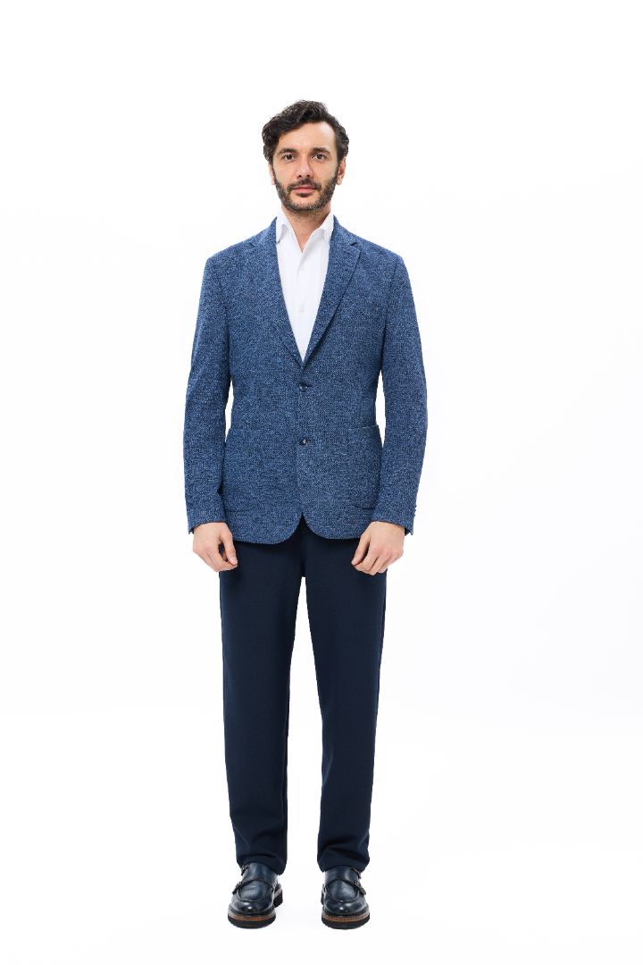 Crocheted Knitted Mélange Indigo & Navy Jacket