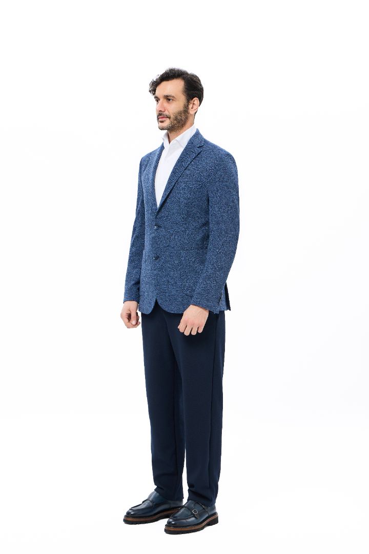 Crocheted Knitted Mélange Indigo & Navy Jacket