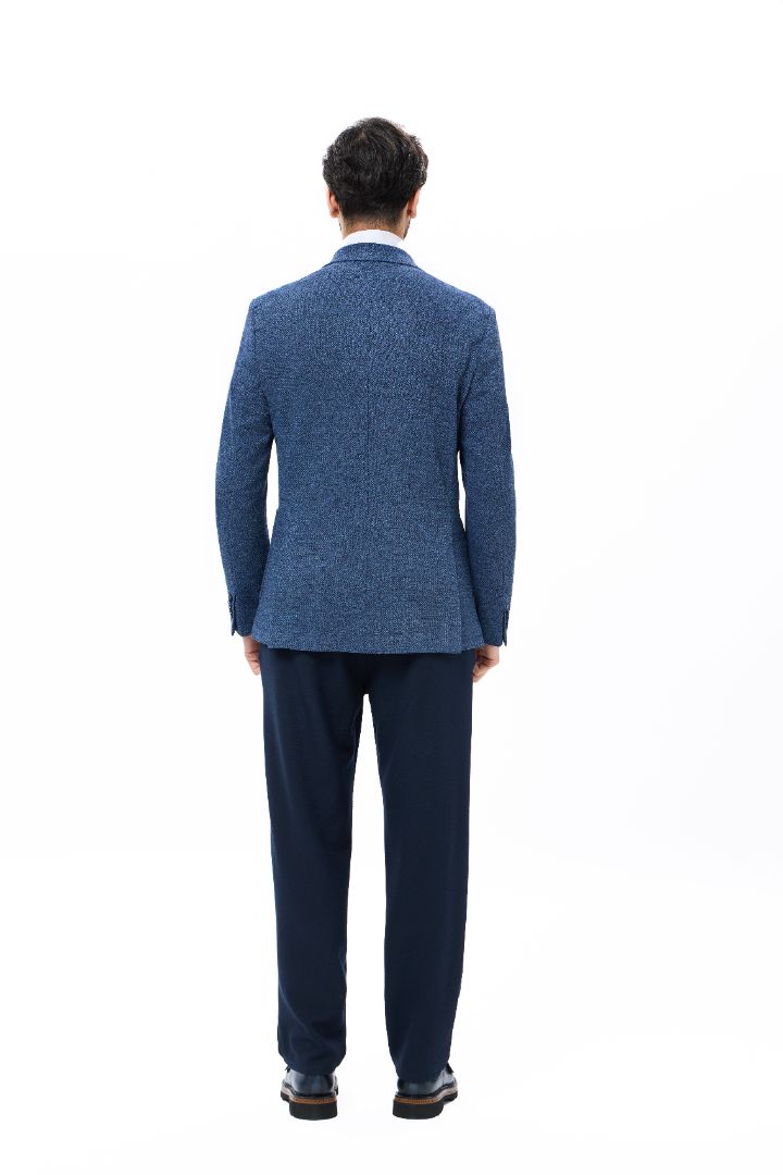 Crocheted Knitted Mélange Indigo & Navy Jacket