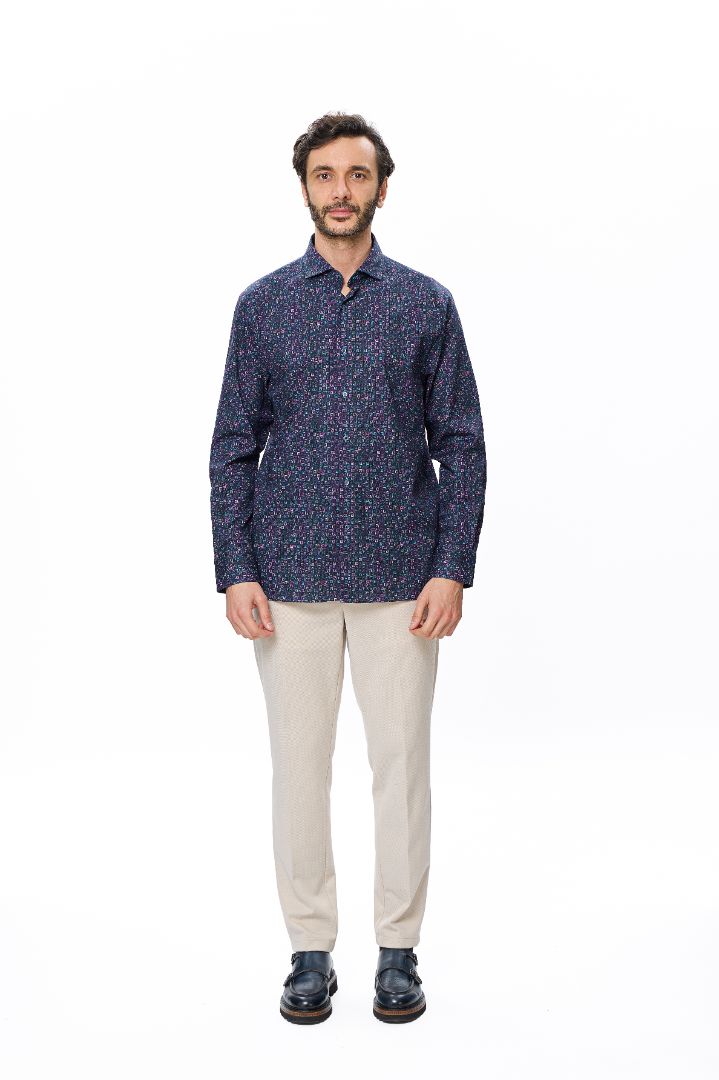 Multi-Purple Print Button-Down Shirt