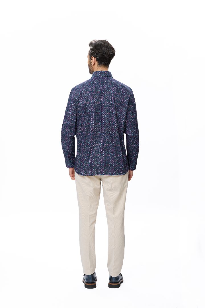 Multi-Purple Print Button-Down Shirt