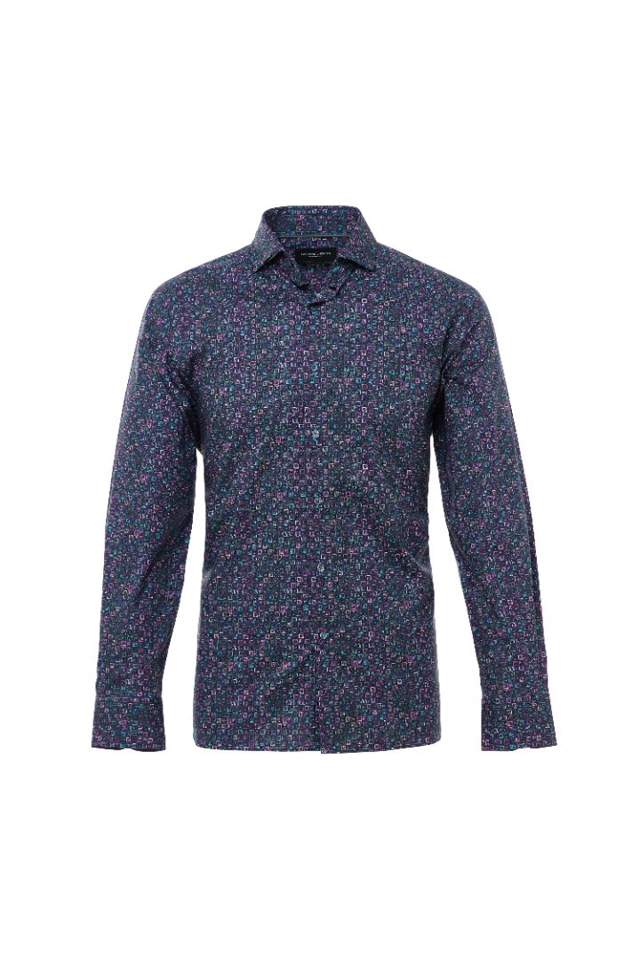 Multi-Purple Print Button-Down Shirt