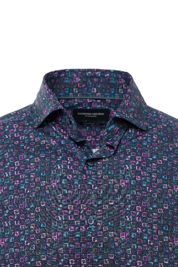 Multi-Purple Print Button-Down Shirt