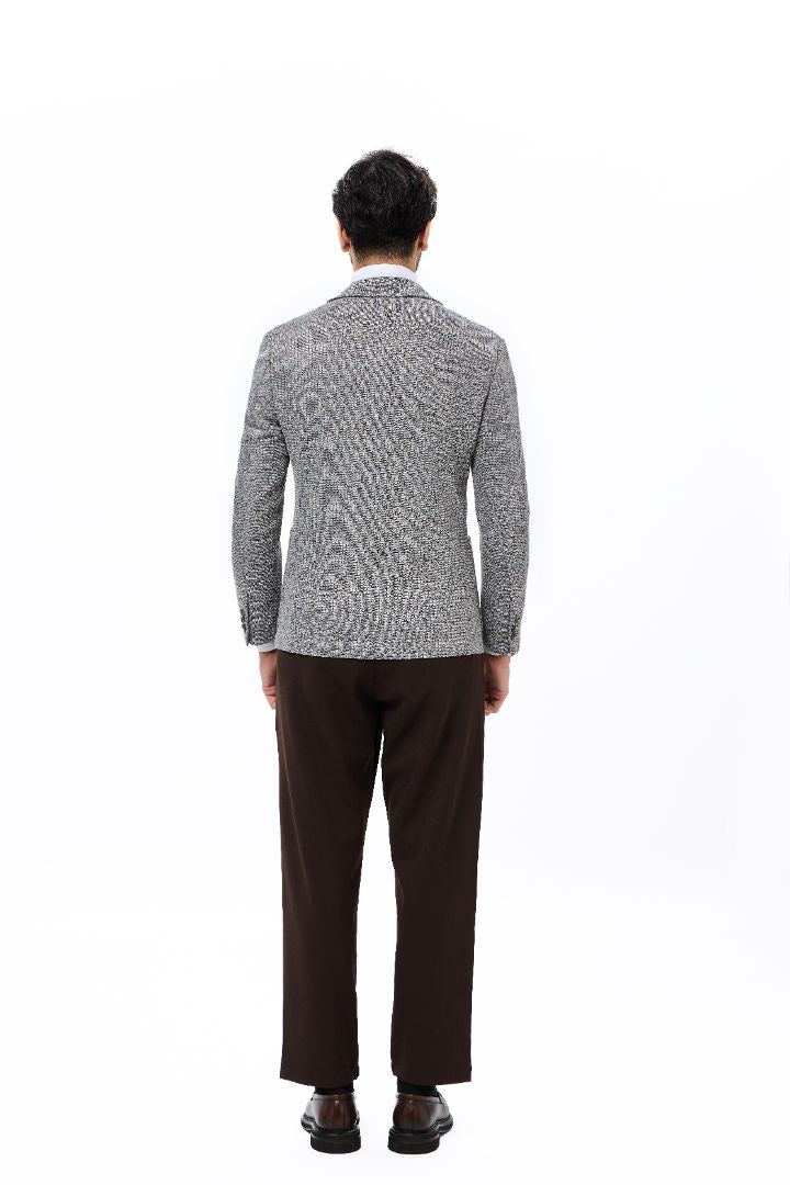 Grey Knitted Stripe Jacket