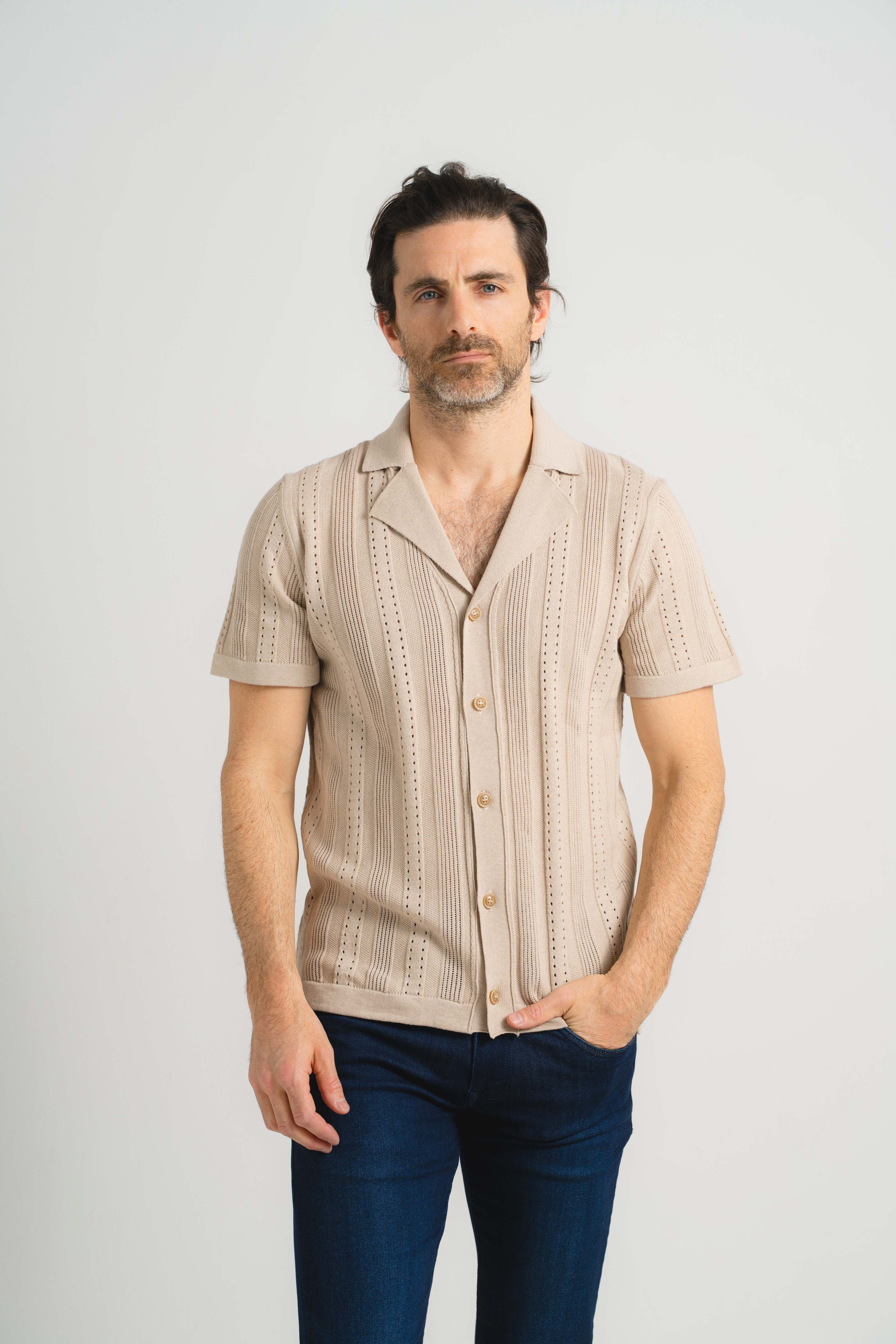 Beige Resort Short Sleeve Shirt