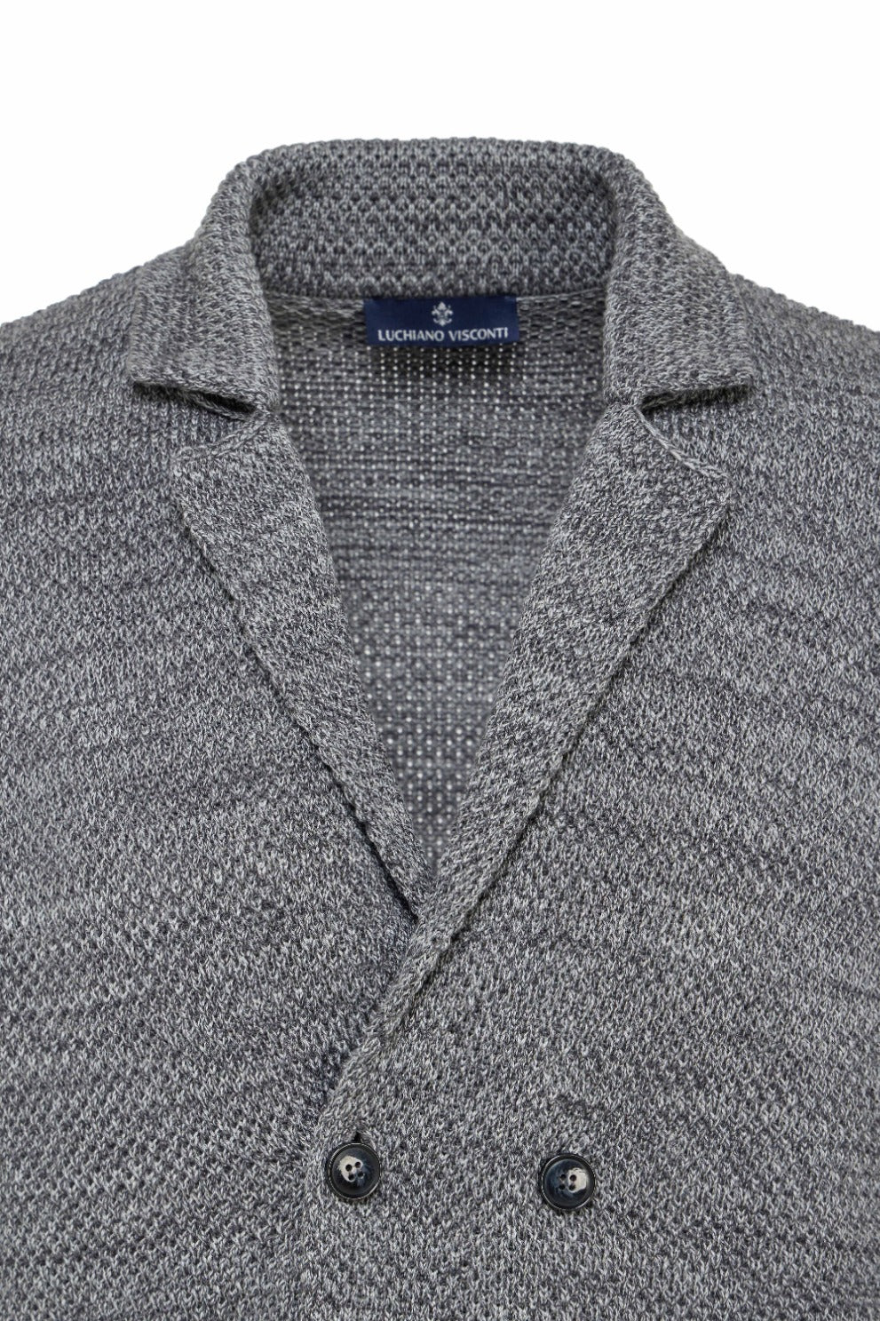 Dark Grey Double Breasted Braided Knit Sweater