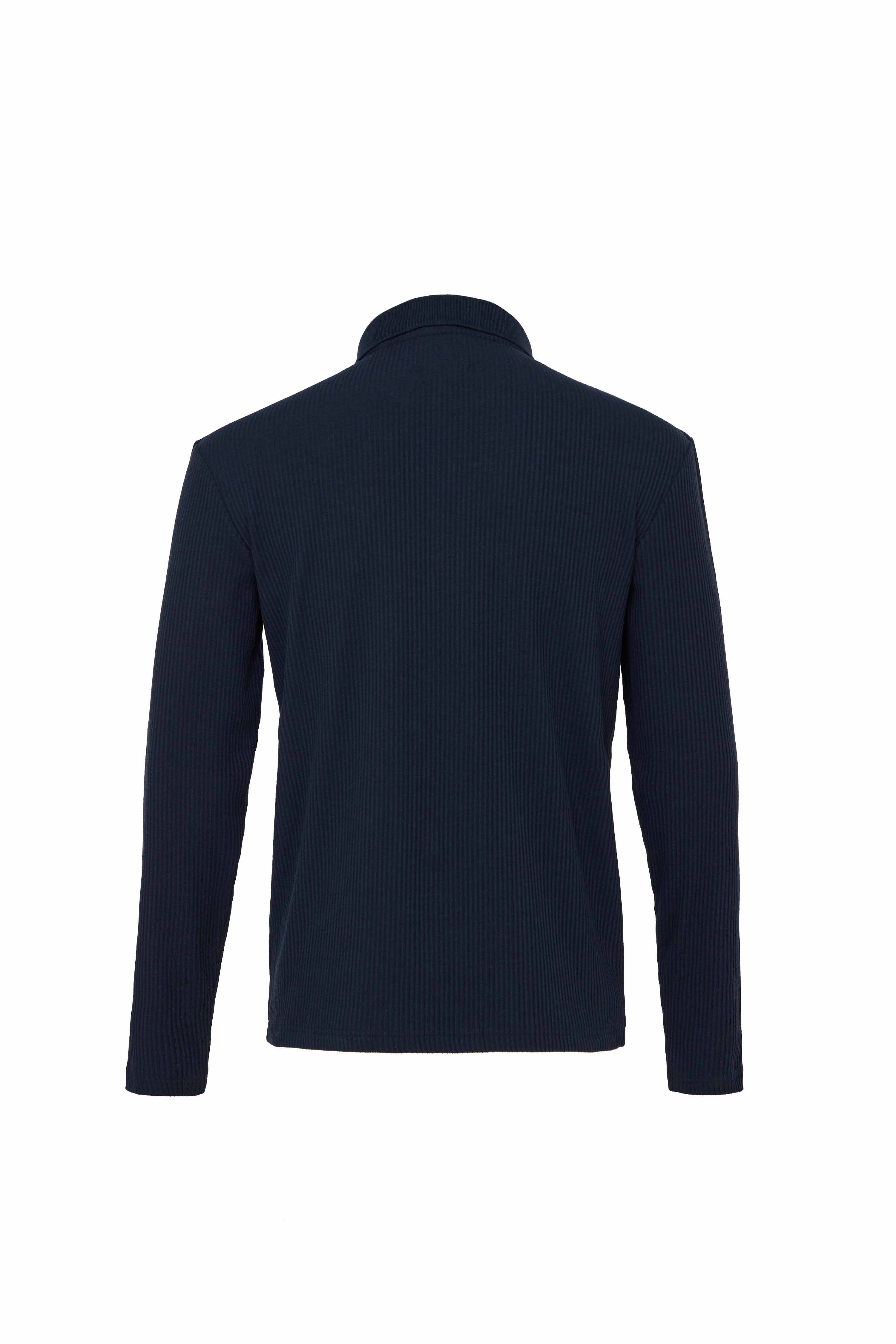 Navy Quarter Zip Accordion Polo Shirt