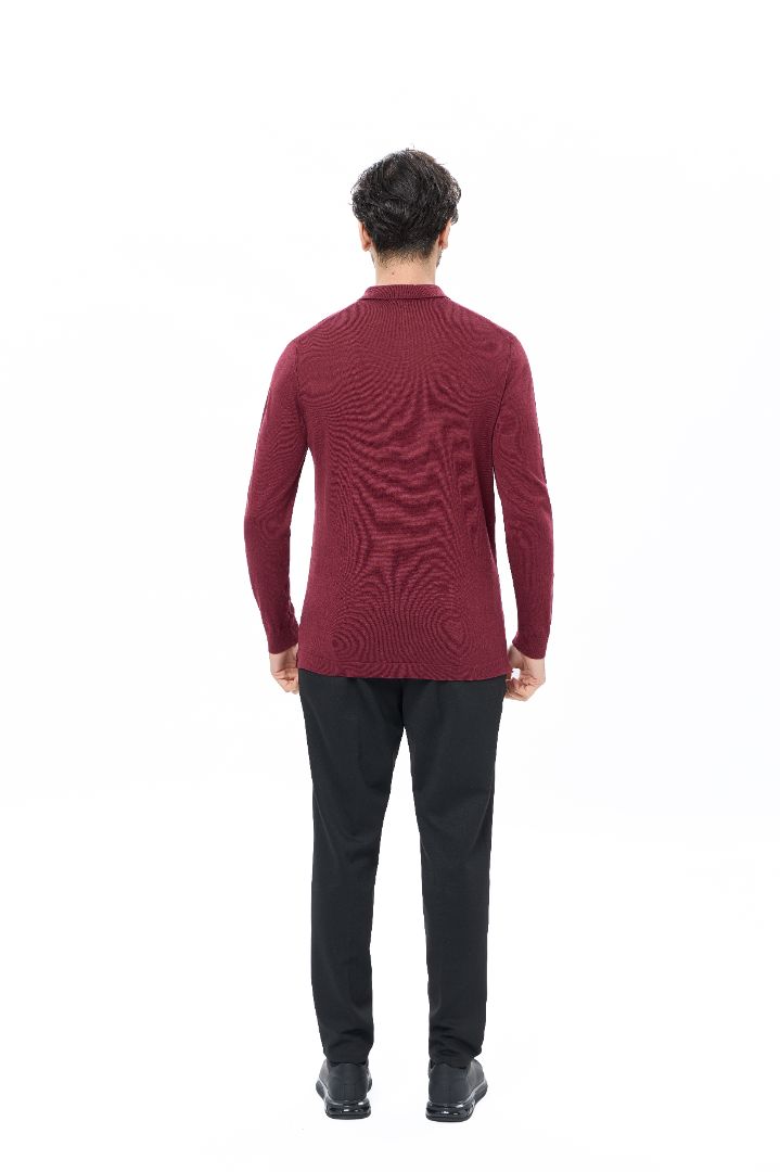 Bordeaux 3-Button Tencel Long Sleeve Polo