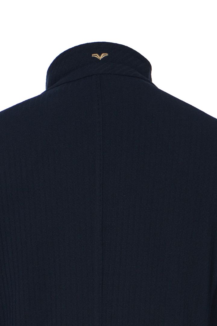 Navy Stripe Jacquard Knit Blazer