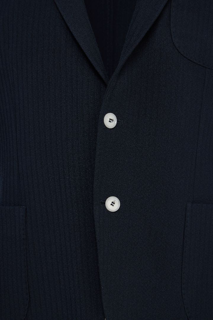 Navy Stripe Jacquard Knit Blazer