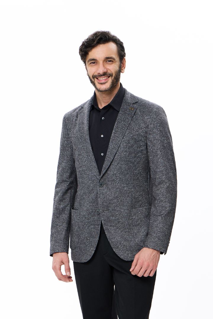 Charcoal Herringbone Performance Blazer