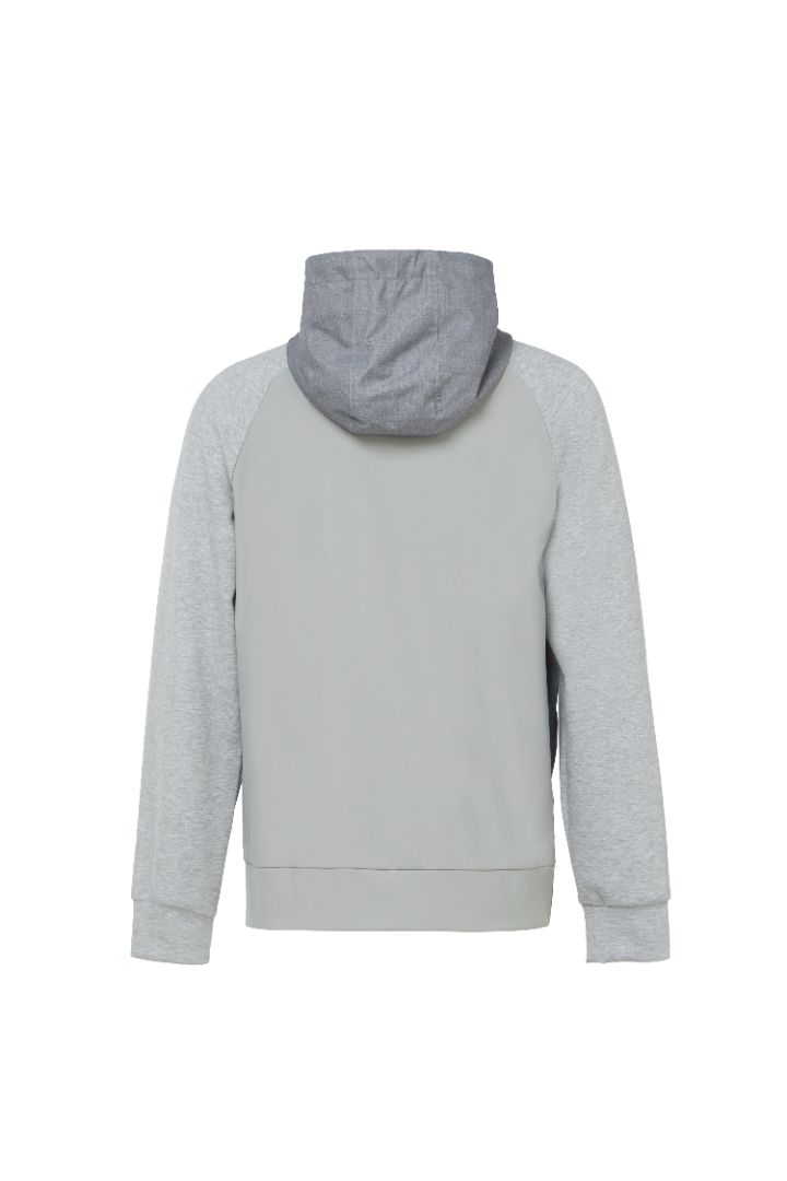 Grey Full Zip Hoodie with Double Faced Interlock Sleeves