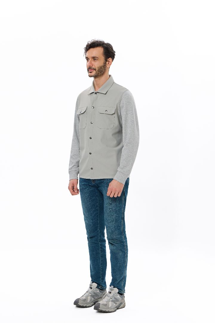 Grey Performance Stretch Snap Overshirt