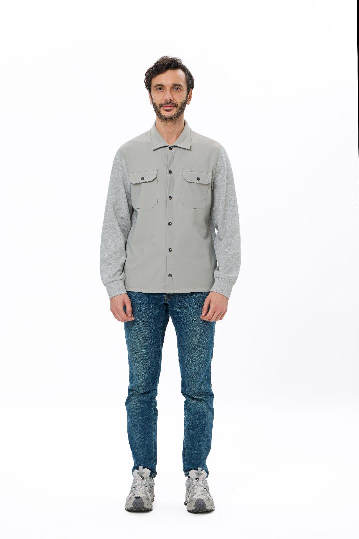 Grey Performance Stretch Snap Overshirt